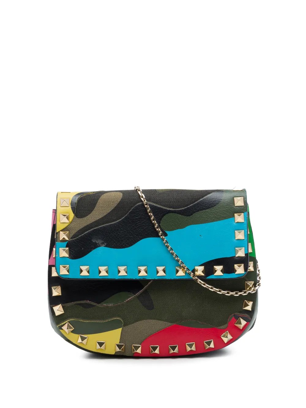 Valentino Garavani 2014-2015 Nappa and Canvas Camouflage Rockstud Flap crossbody bag