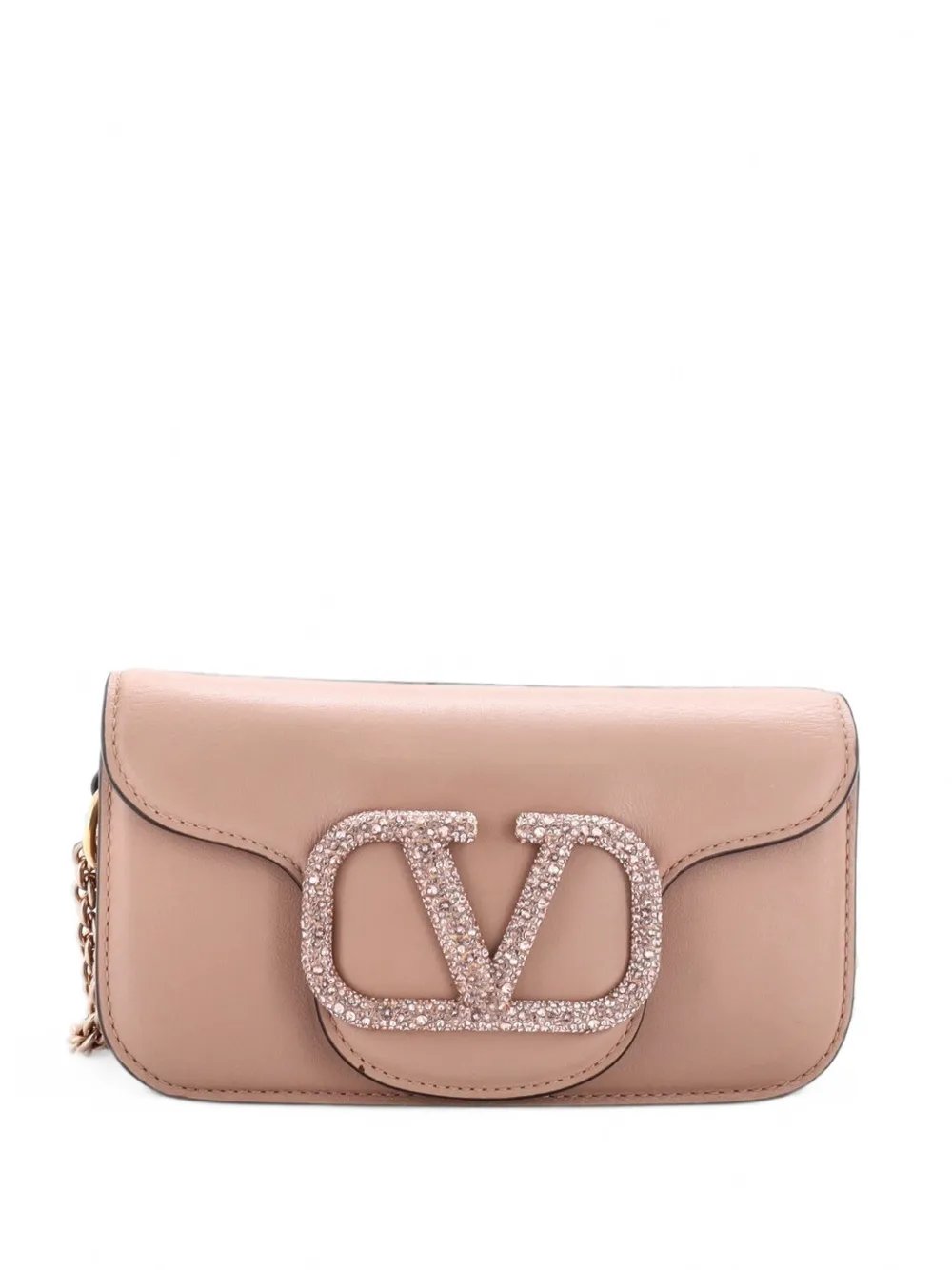 VLogo Loco Flap Leather with Crystals Small shoulder bag