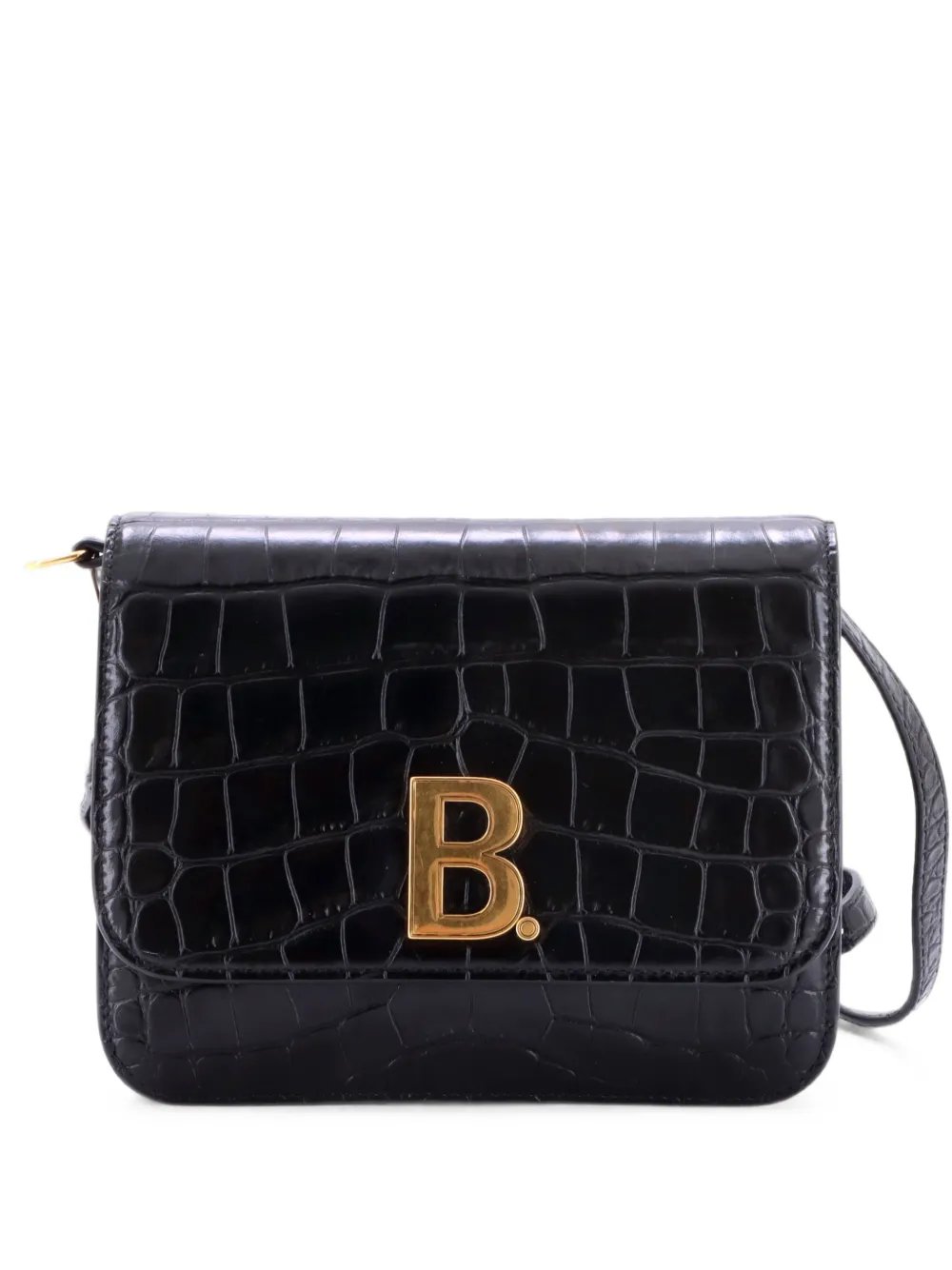 B. Dot Flap Bag Crocodile Embossed Leather Small crossbody bag