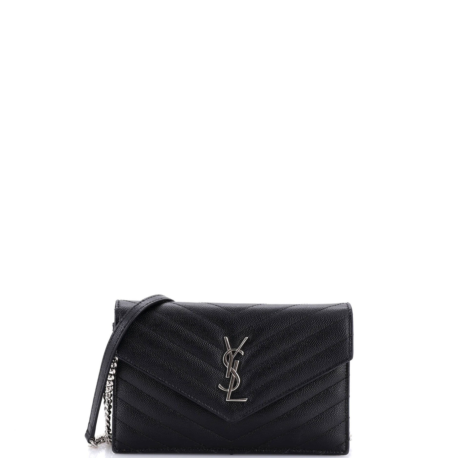 Classic Monogram Wallet on Chain Matelasse Chevron Leather Small
