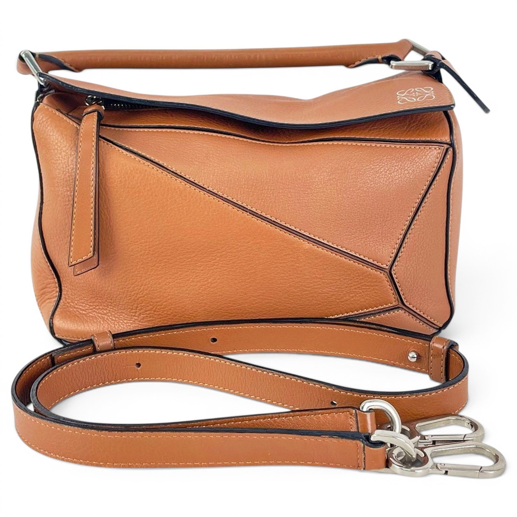 Puzzle leather handbag