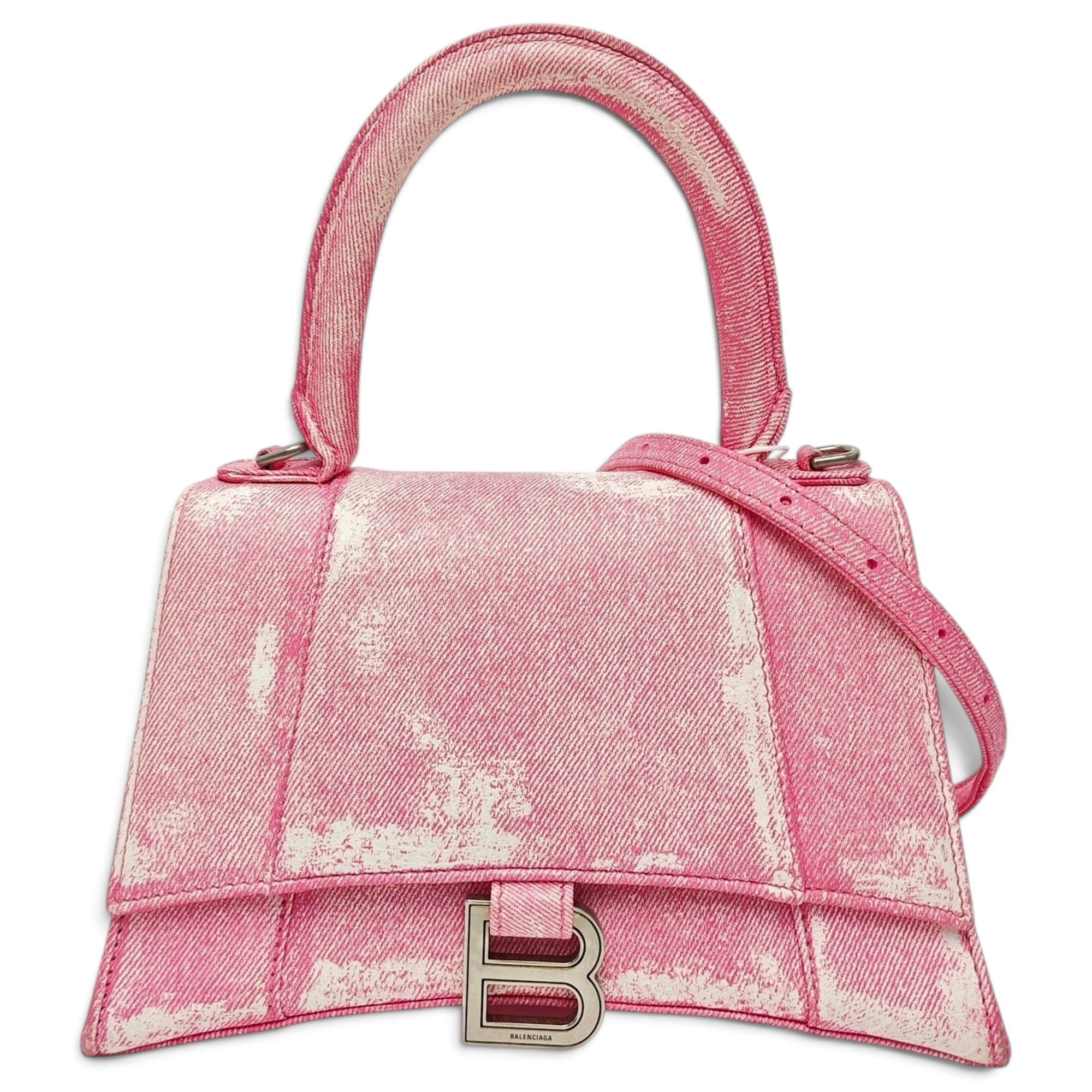 Hourglass leather handbag