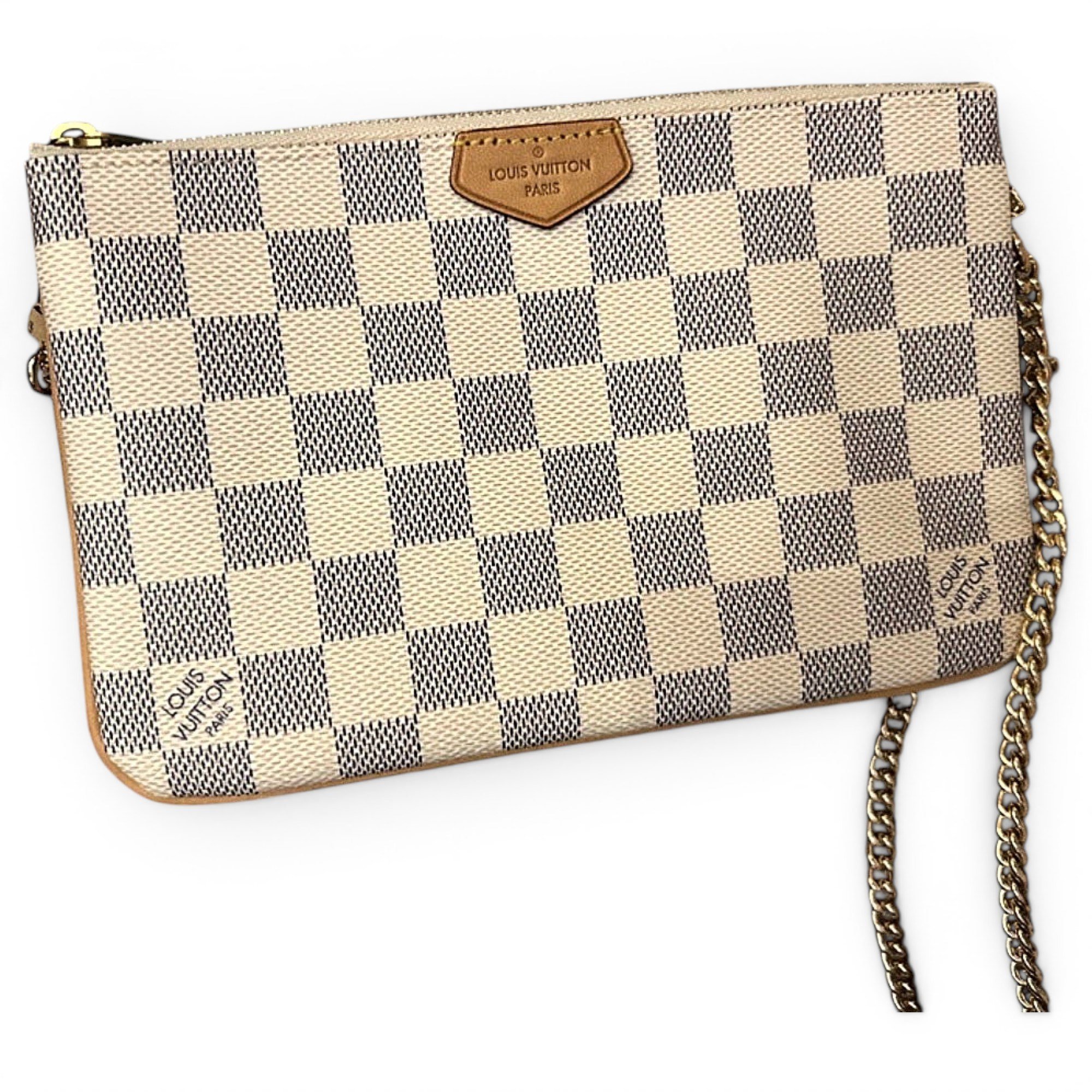 Double zip leather clutch bag