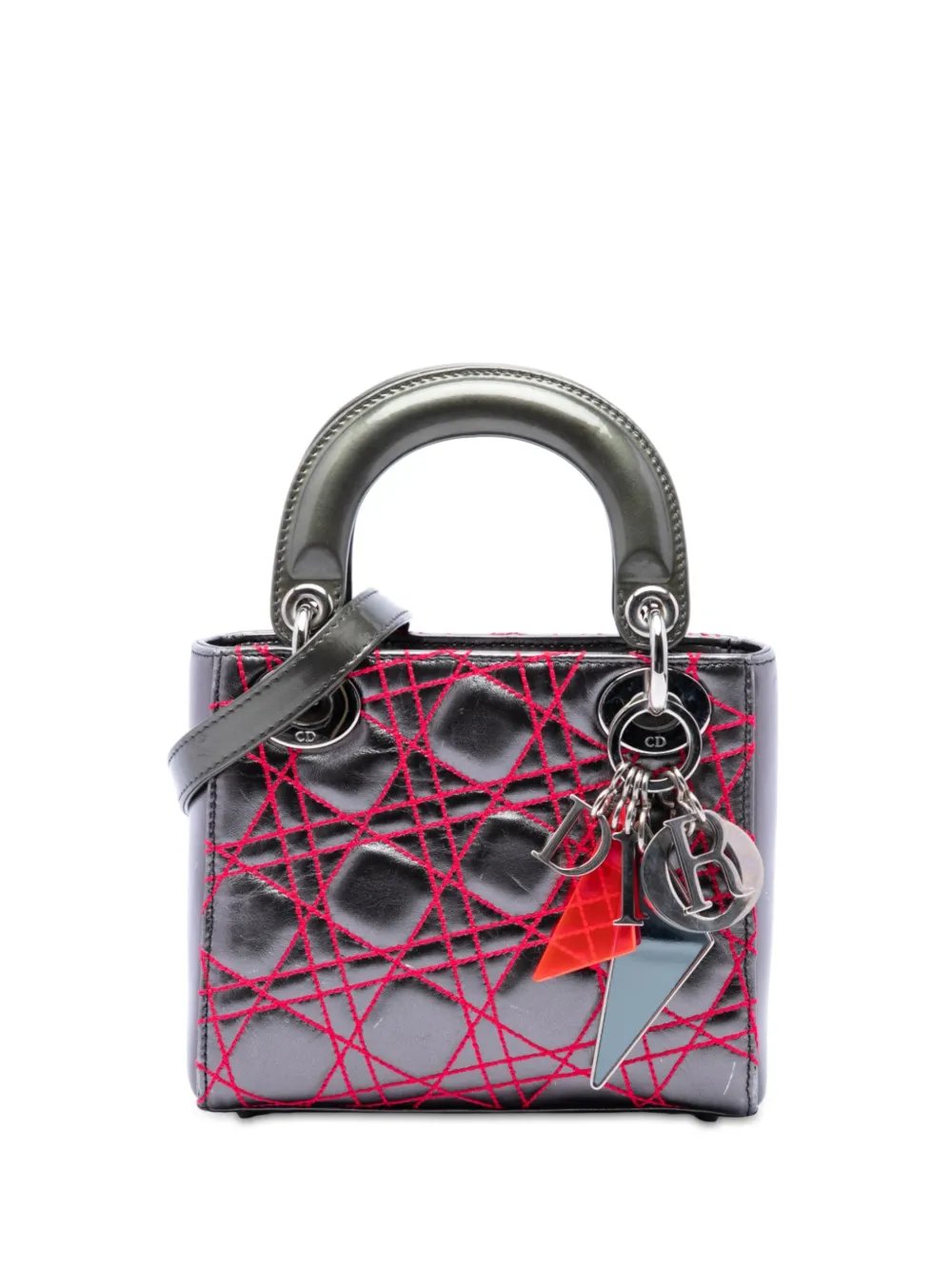 2011 Anselm Reyle Mini Metallic Lambskin Cannage Lady Dior satchel