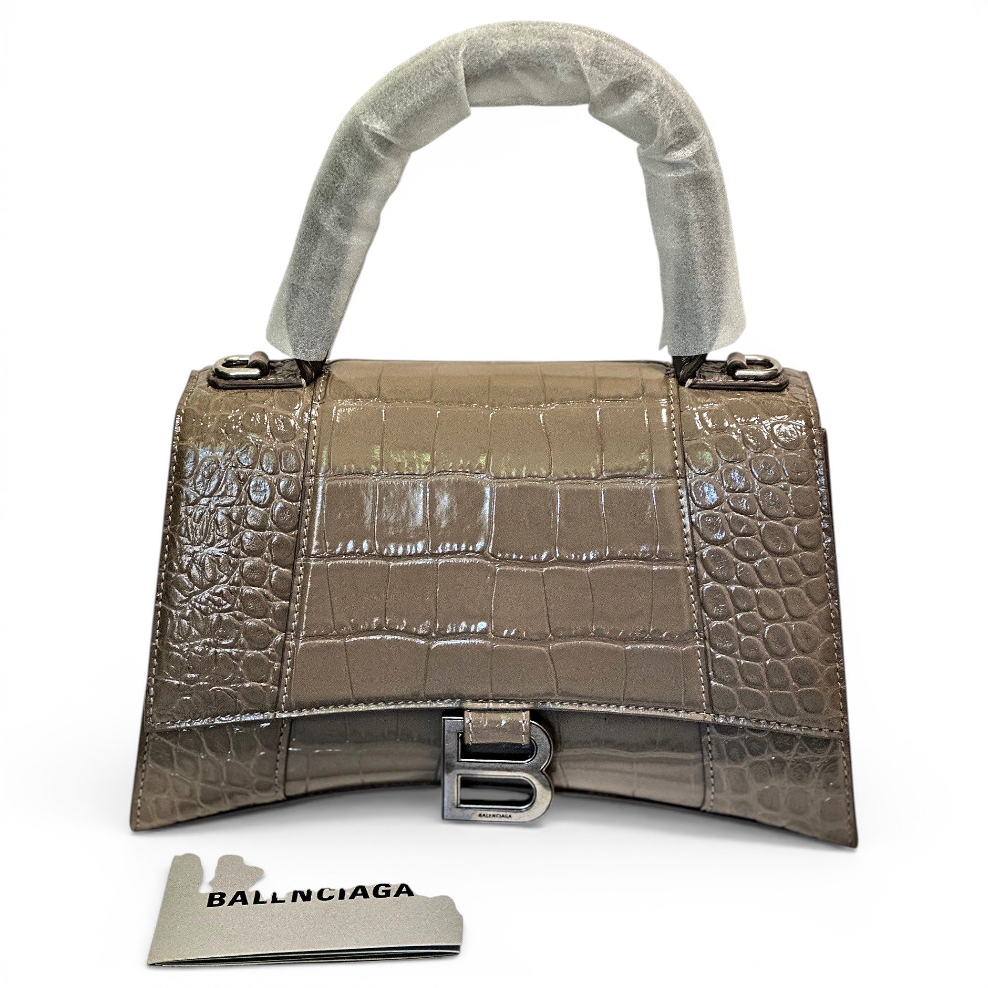 Hourglass leather handbag