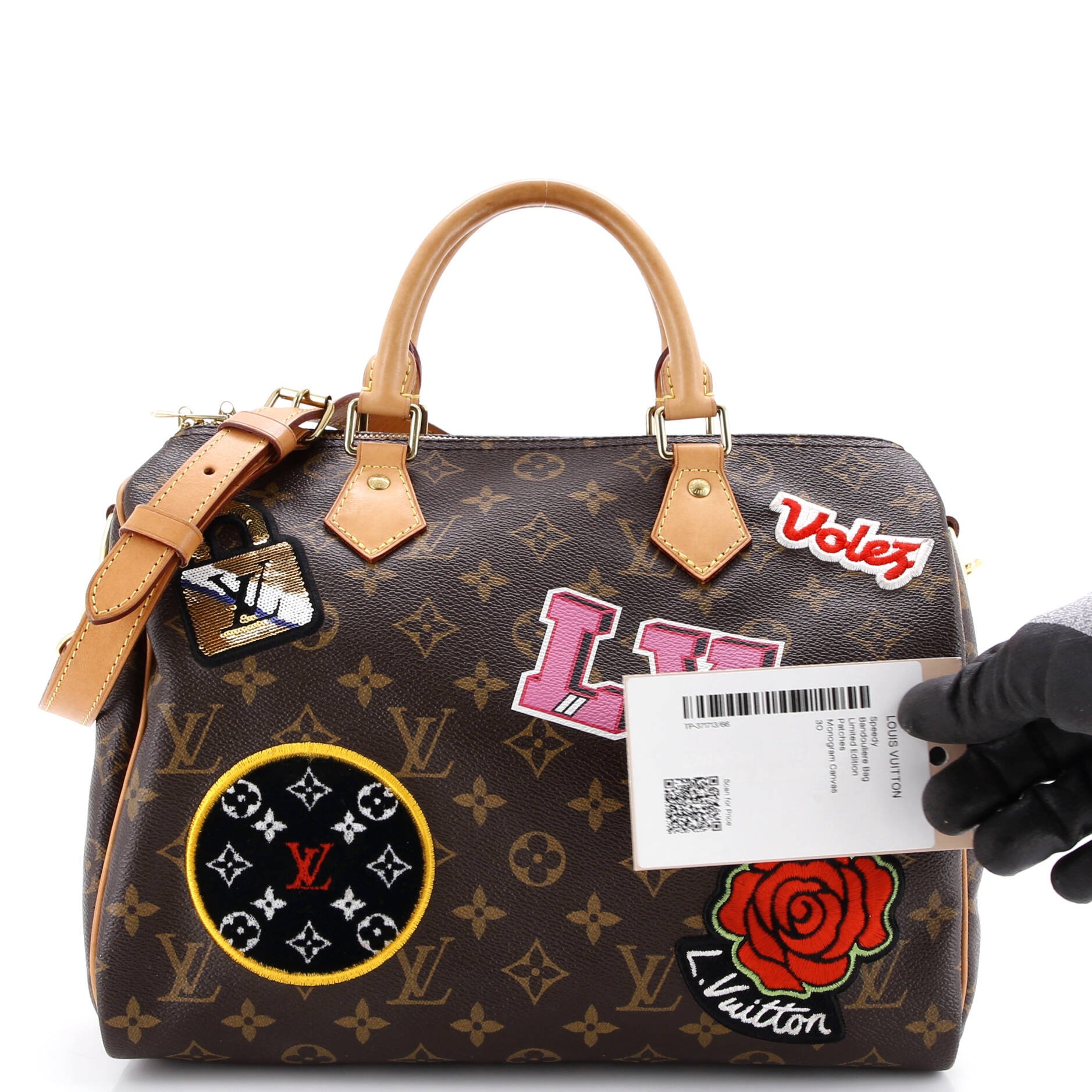Louis Vuitton Speedy Bandouliere Bag Limited Edition Patches Monogram Canvas 30