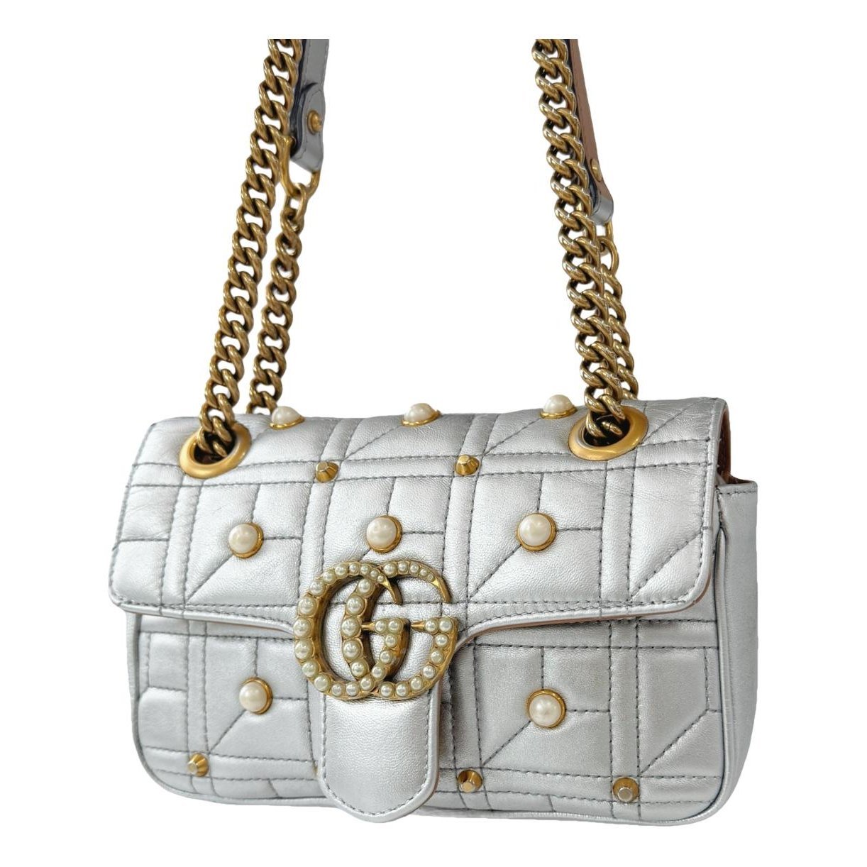 Pearly GG Marmont Flap leather crossbody bag