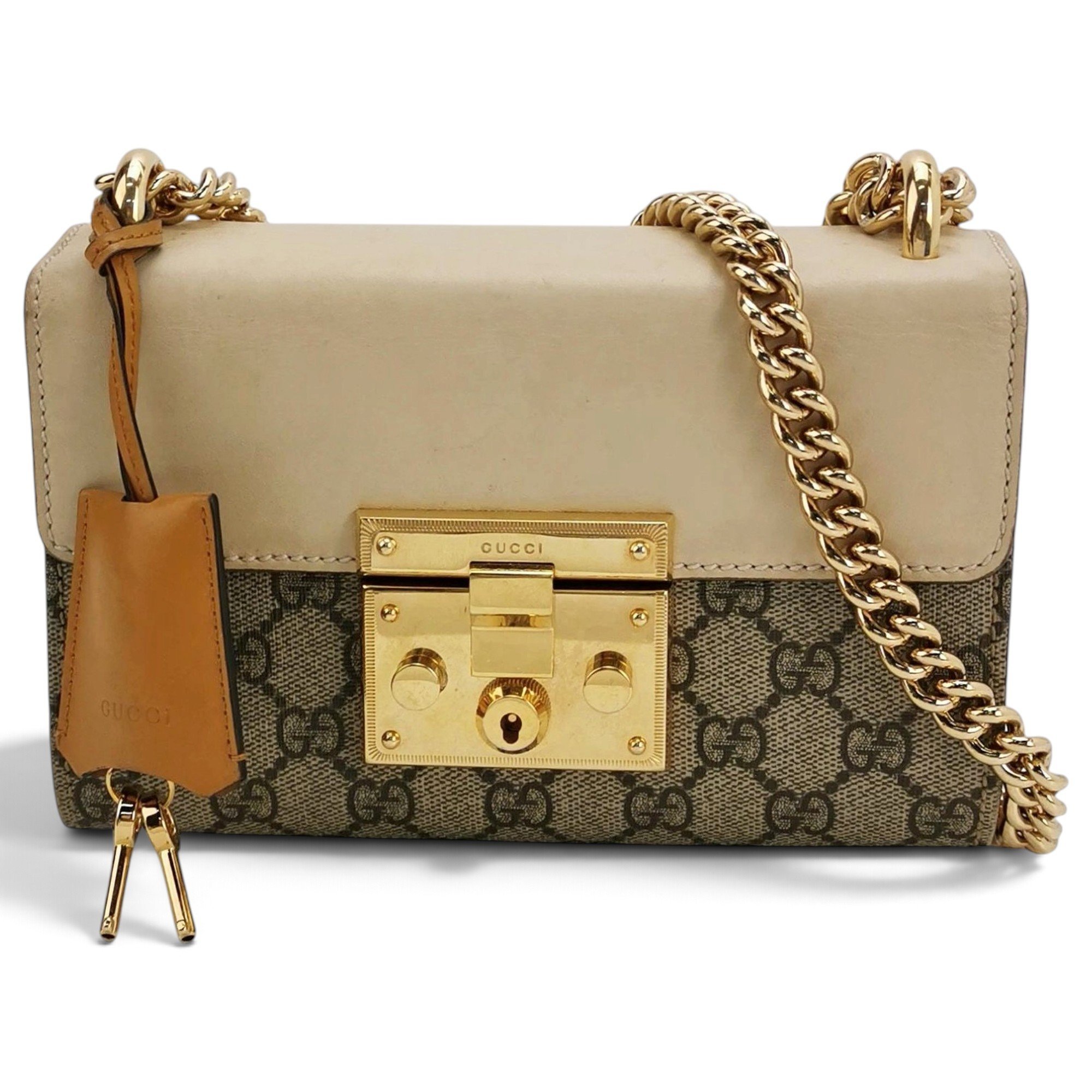 Padlock leather handbag