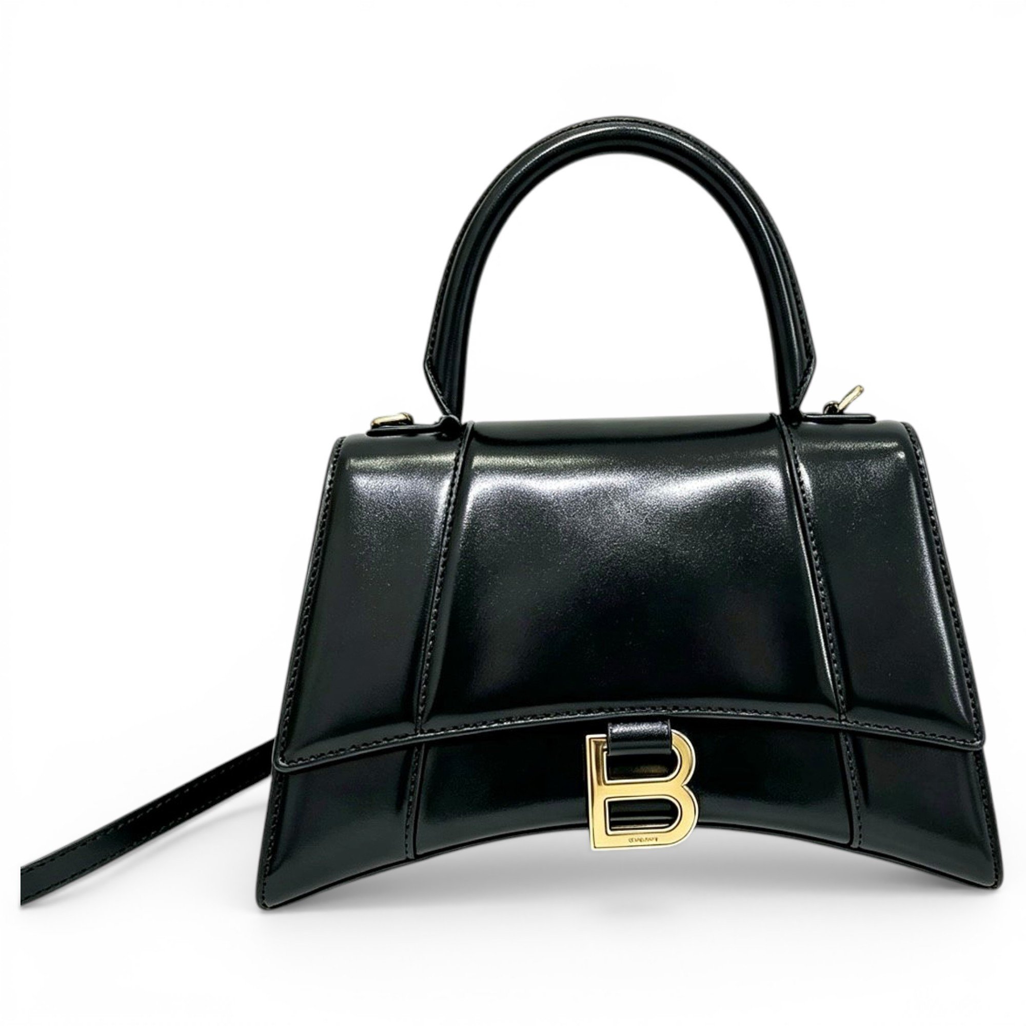 Hourglass leather handbag