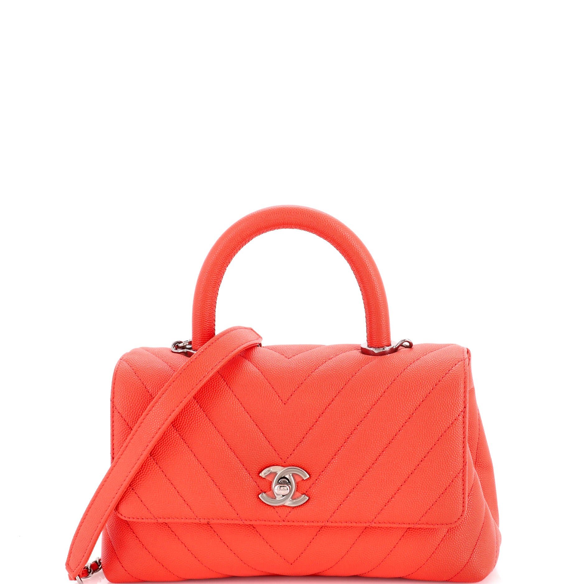 Coco Top Handle Bag Chevron Caviar Mini