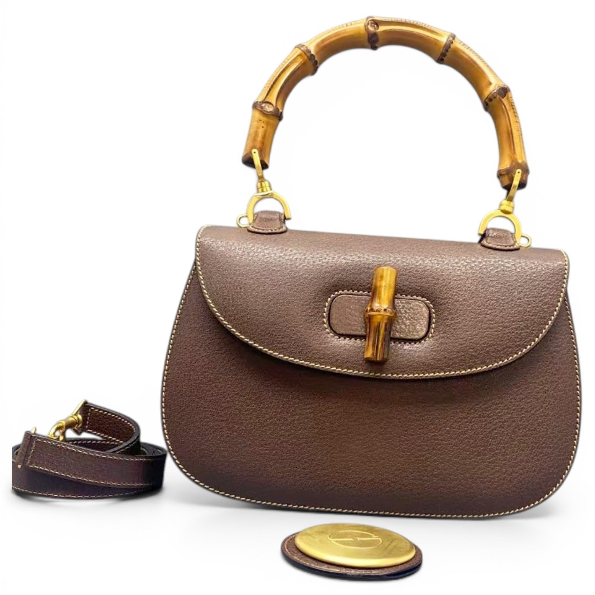 Convertible Bamboo Top Handle leather handbag