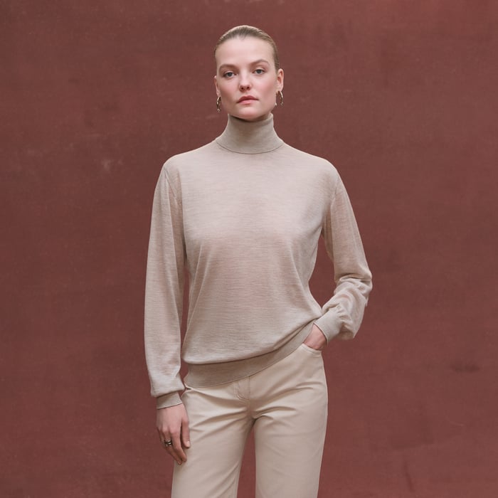 Beige Glaise Cashmere Long-sleeve Sweater