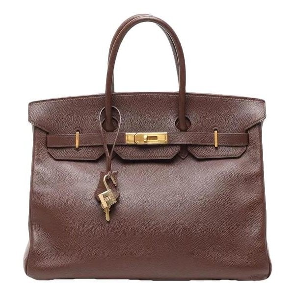 Hermes Birkin 35 Handbag Gold Courchevel Leather