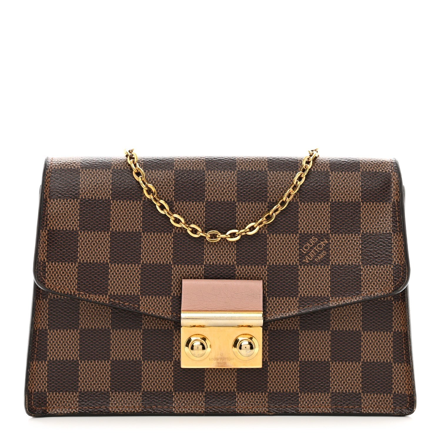 Louis Vuitton Damier Ebene Croisette Chain Wallet Magnolia