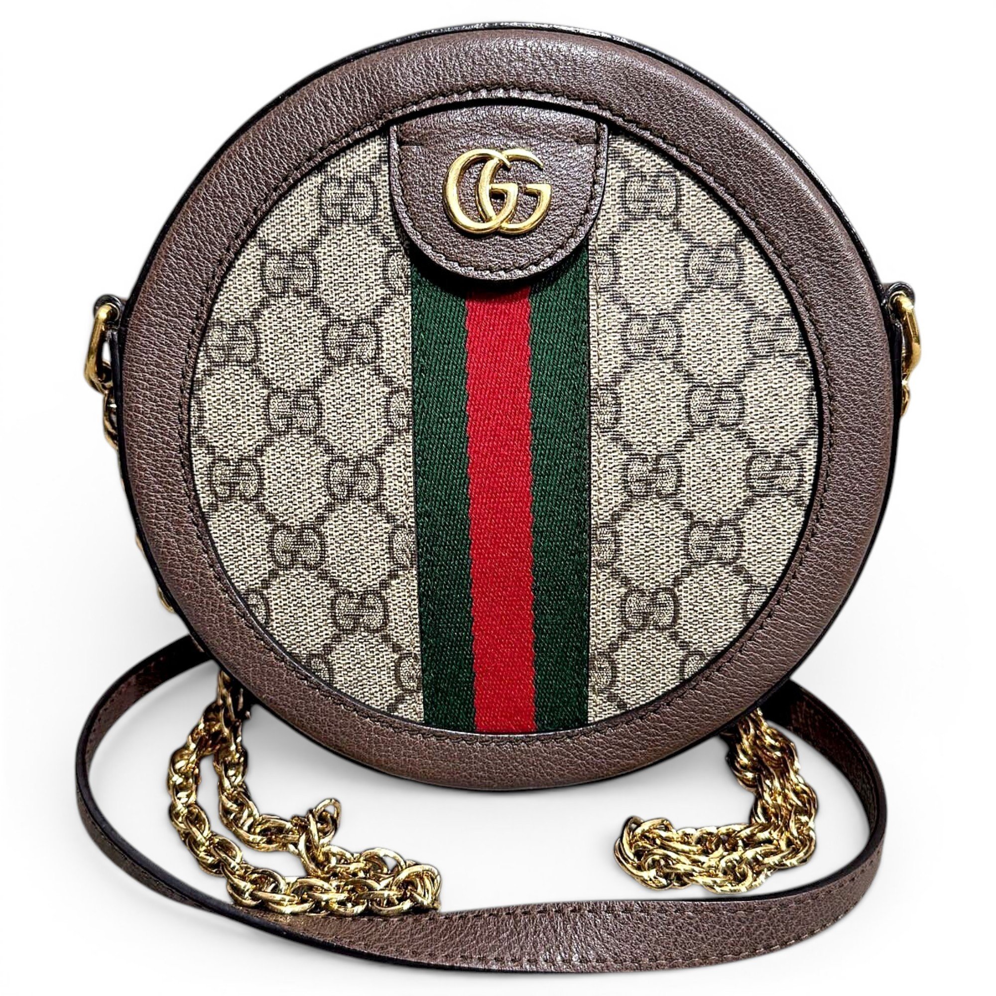Ophidia Round leather crossbody bag