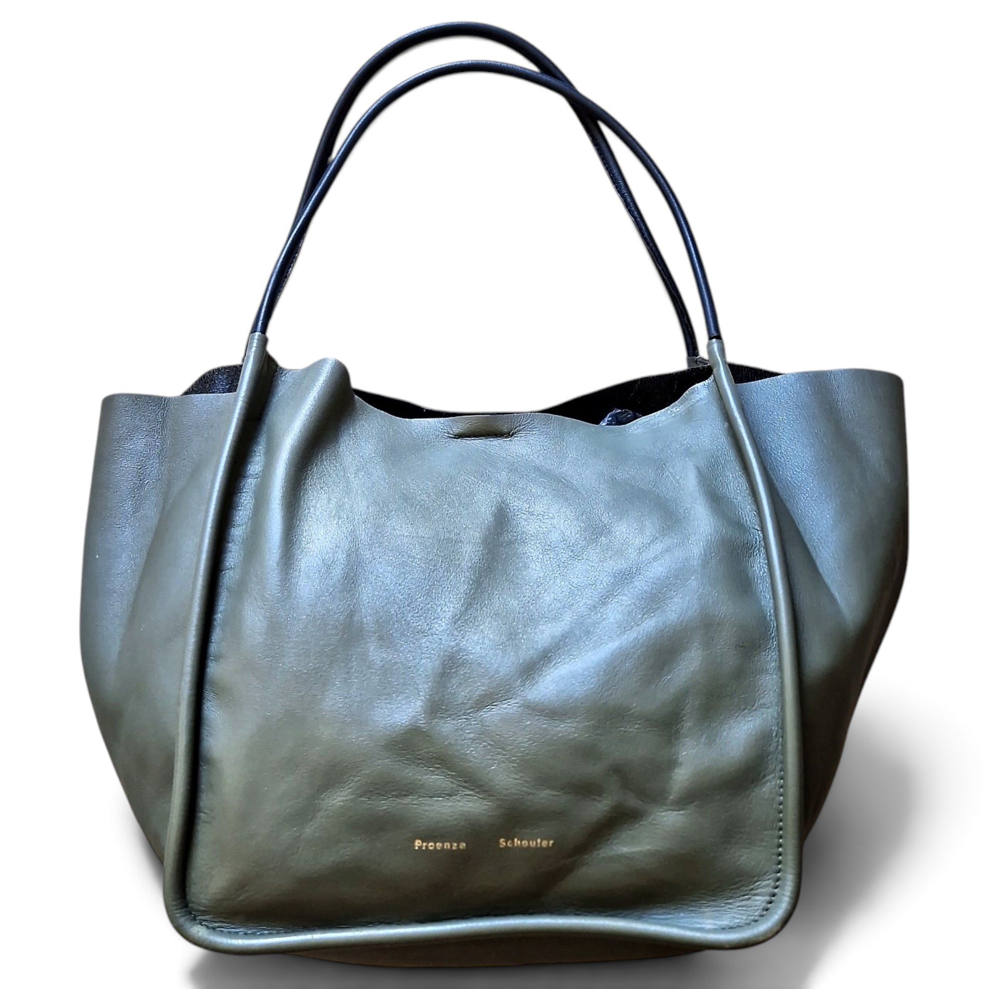 Ruched leather handbag