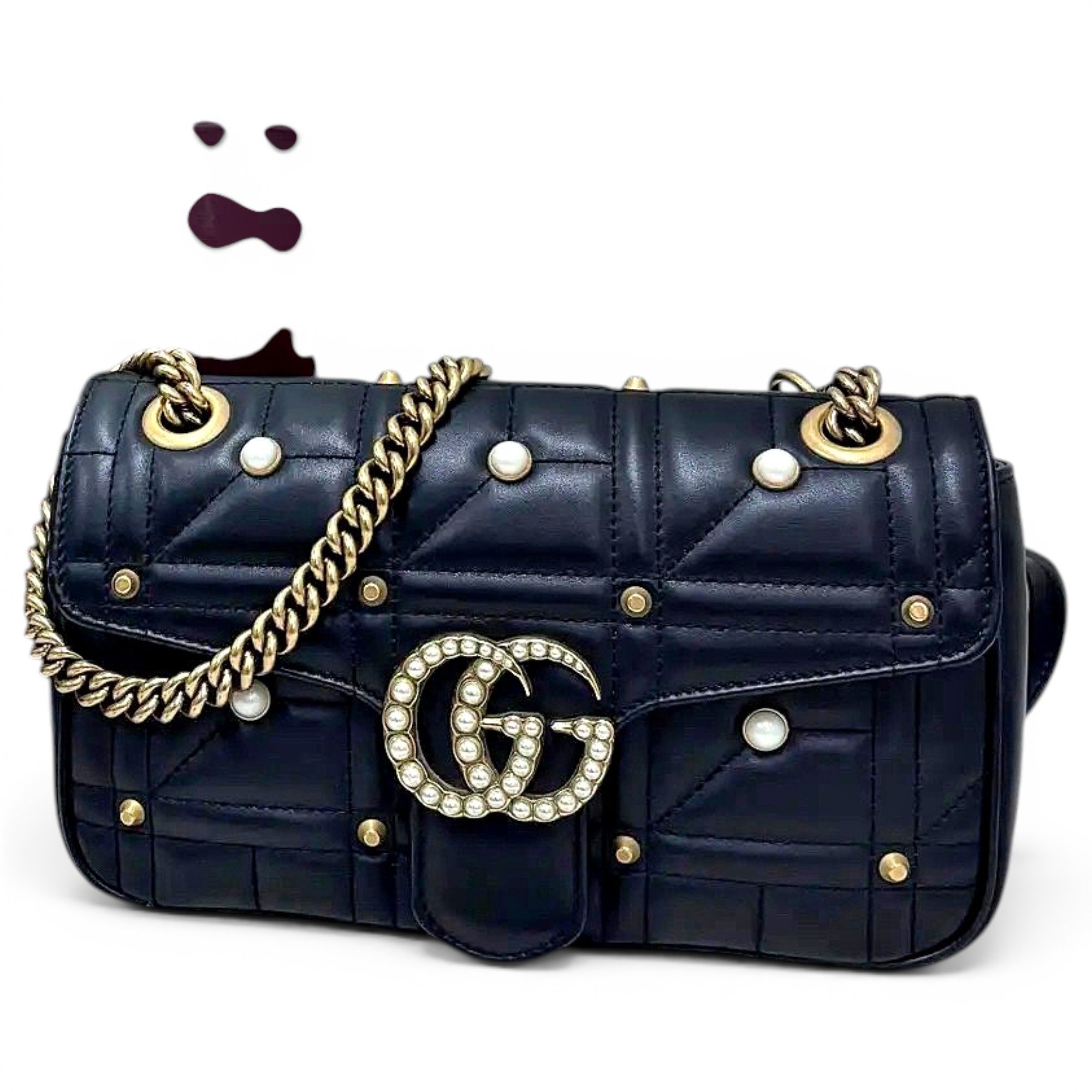 Pearly GG Marmont Flap leather handbag