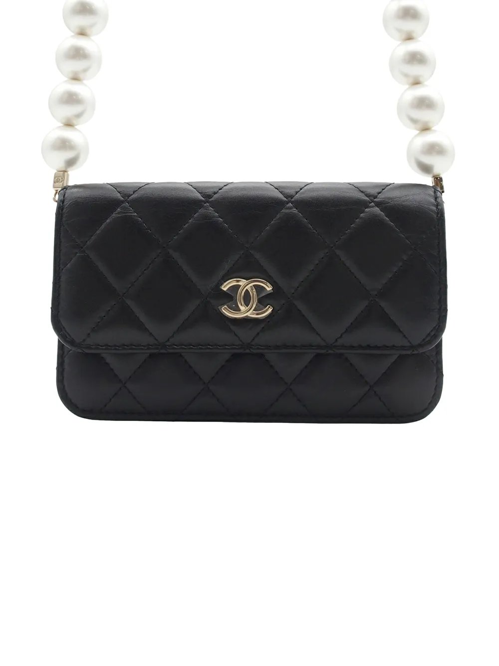 2021 Quilted Calfskin Maxi Pearls Clutch With Chain crossbody bag