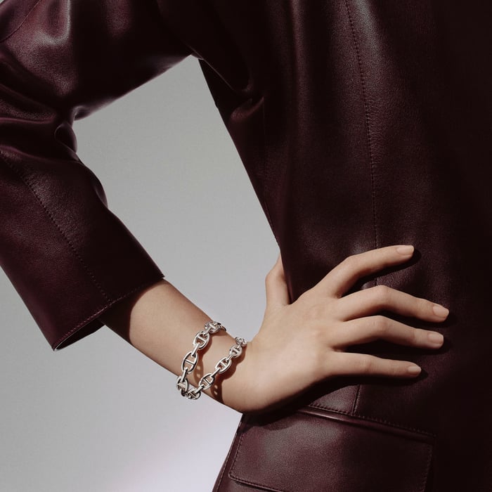 Sans Coloris Chaine d'Ancre Enchainee Double Bracelet