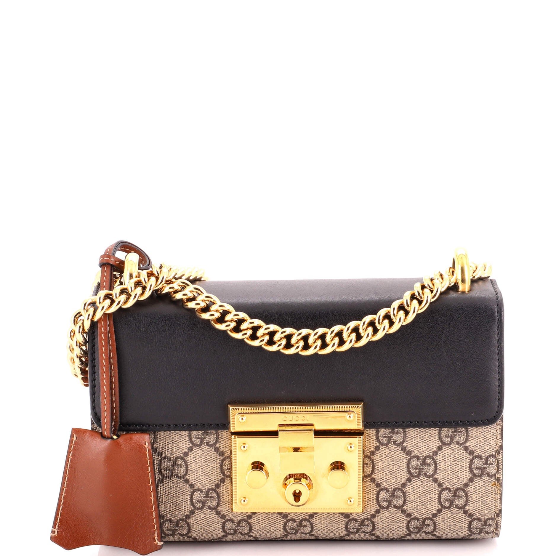 Padlock Shoulder Bag GG Coated Canvas and Leather Small
