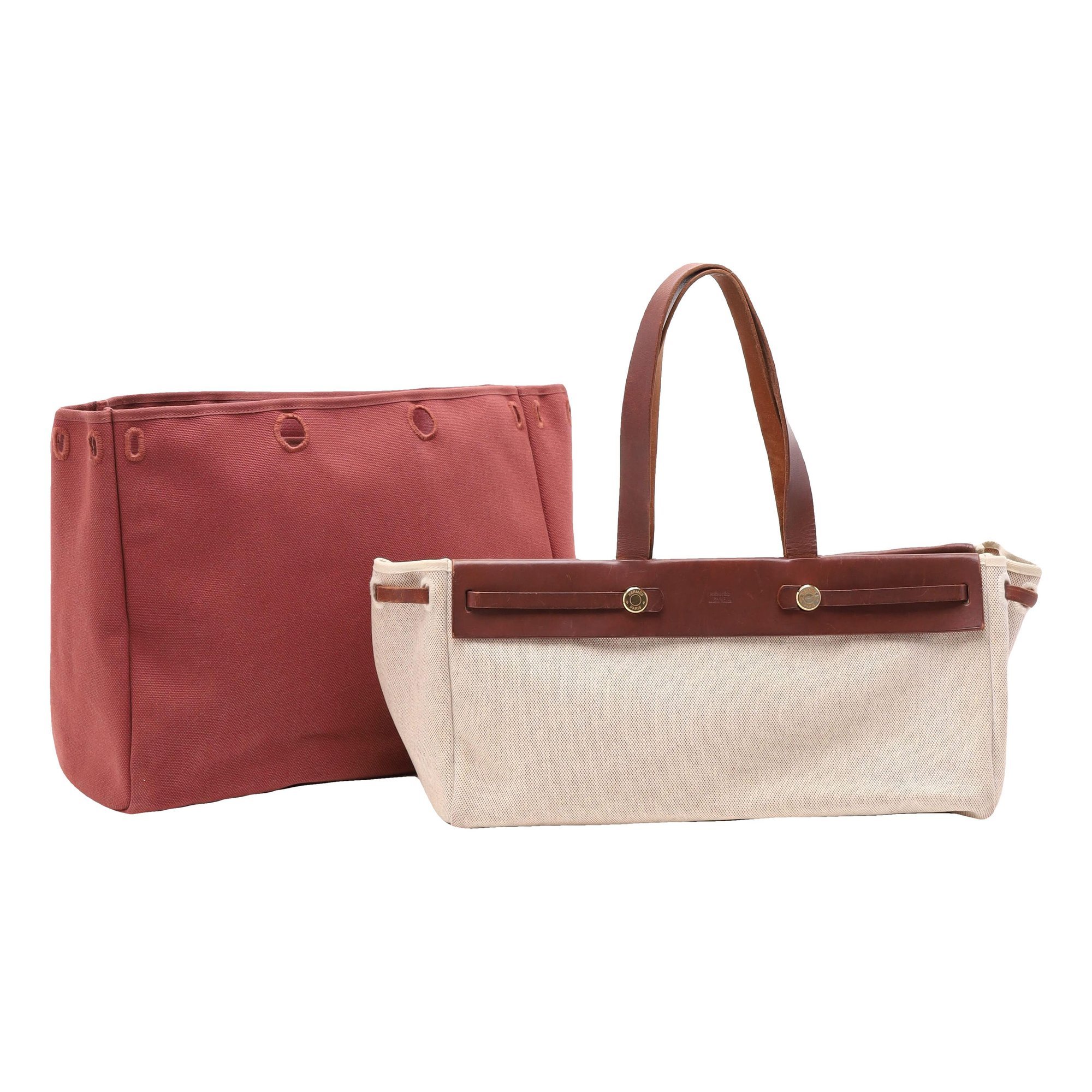 Hermes Herbag leather tote