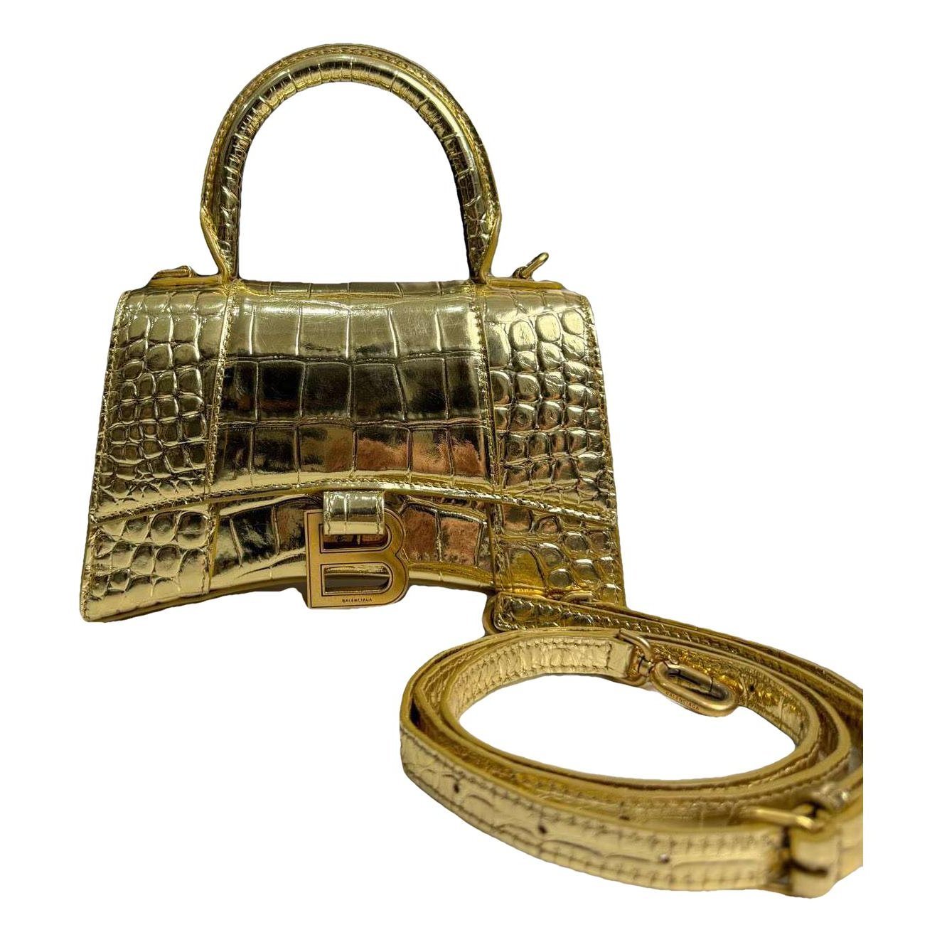 Hourglass leather handbag