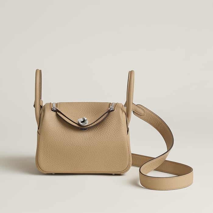 Hermes Mini Lindy II in Trench Clemence leather