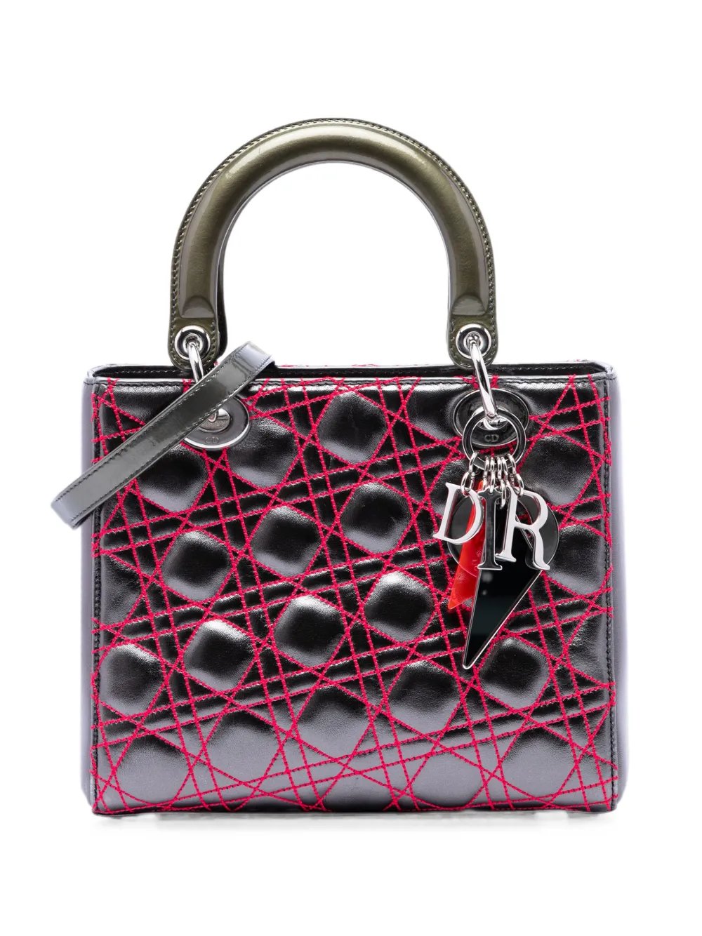 Dior 2011 Anselm Reyle Medium Metallic Lambskin Cannage Lady Dior satchel