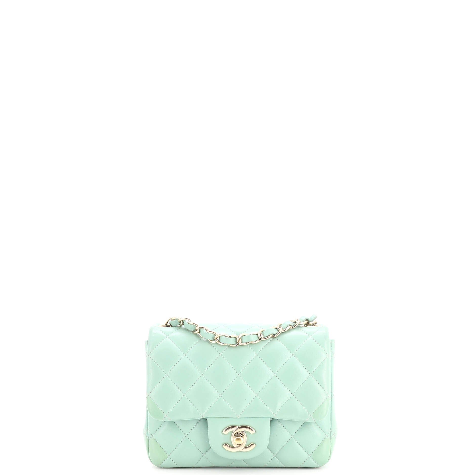 Square Classic Single Flap Bag Quilted Lambskin Mini