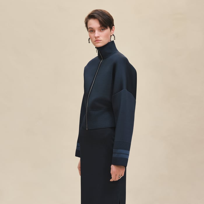 Bleu Noir Zipped Bicolor Jacket