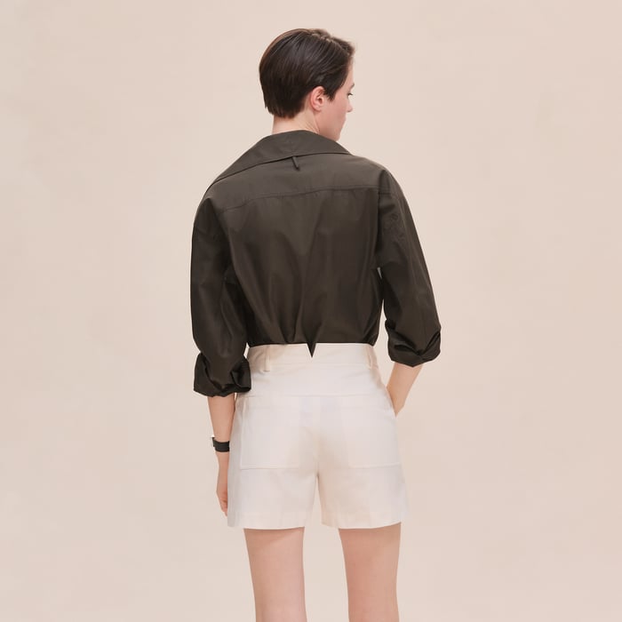 Blanc Naturel Double Cotton Twill Shorts