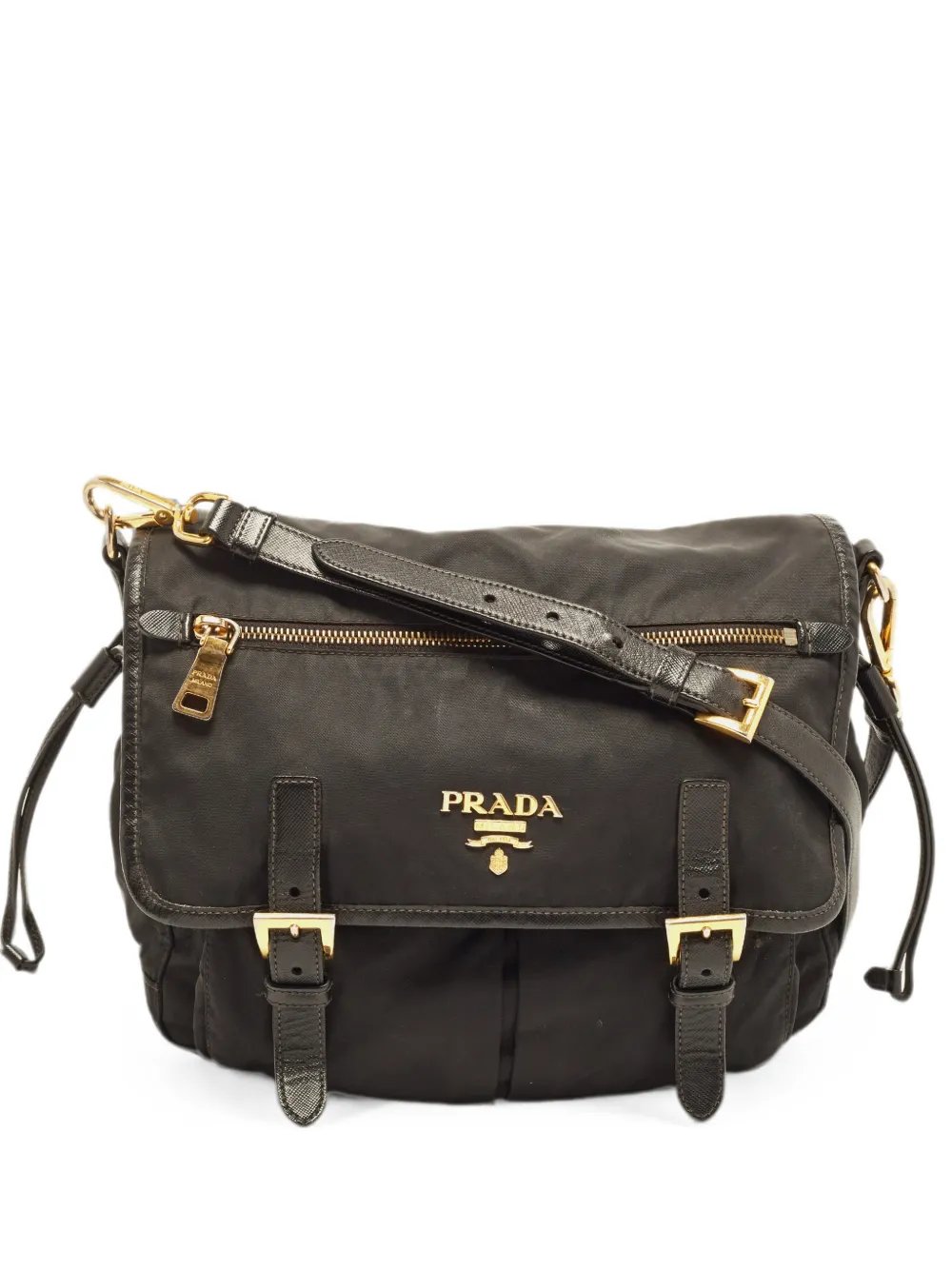 Tessuto double-buckle messenger bag