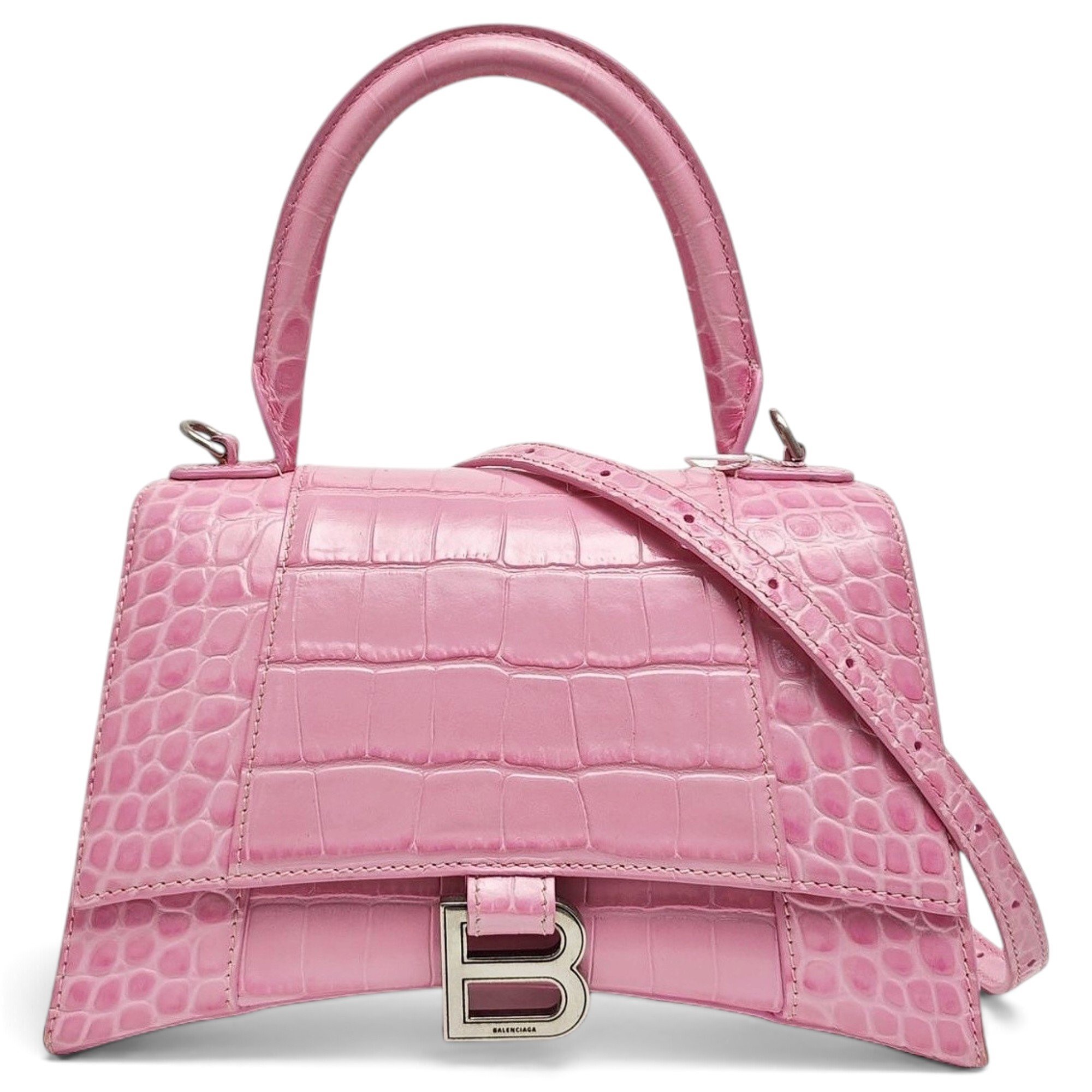 Hourglass leather handbag