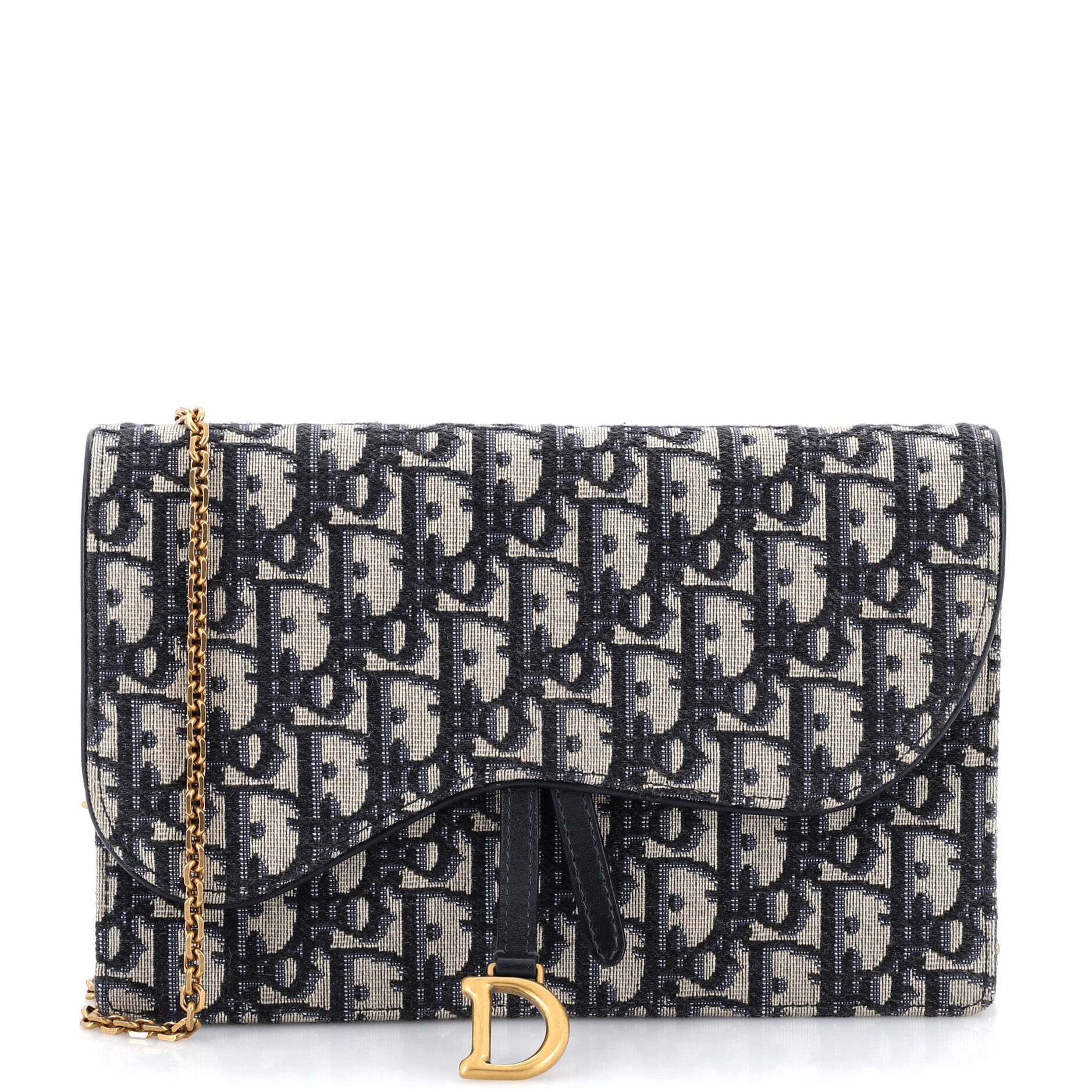 Saddle Chain Clutch Oblique Canvas