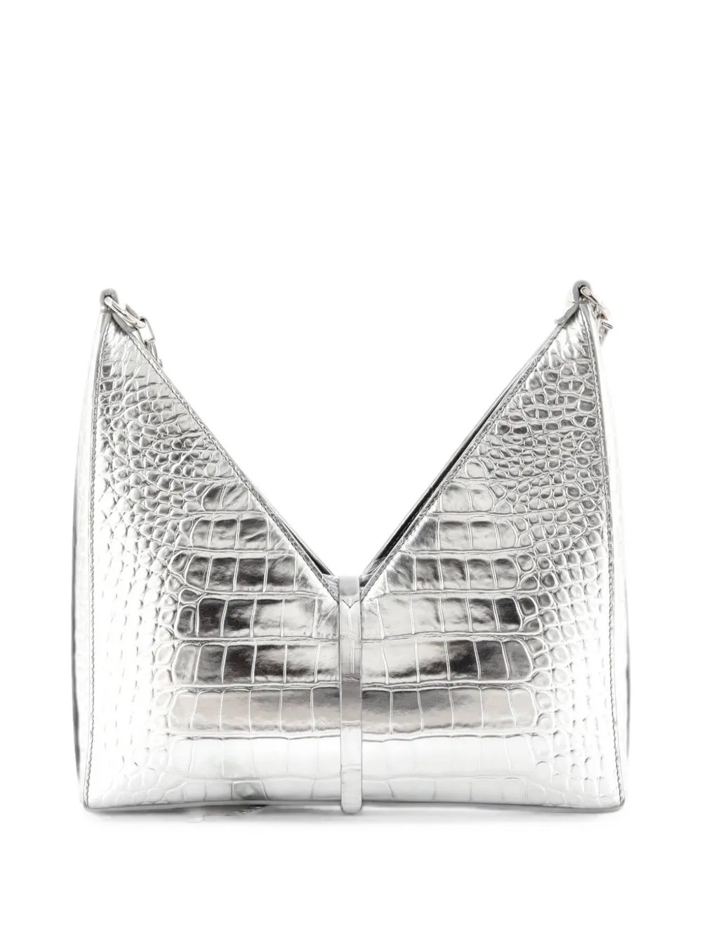 Cut Out Crocodile Embossed Leather Small shoulder bag