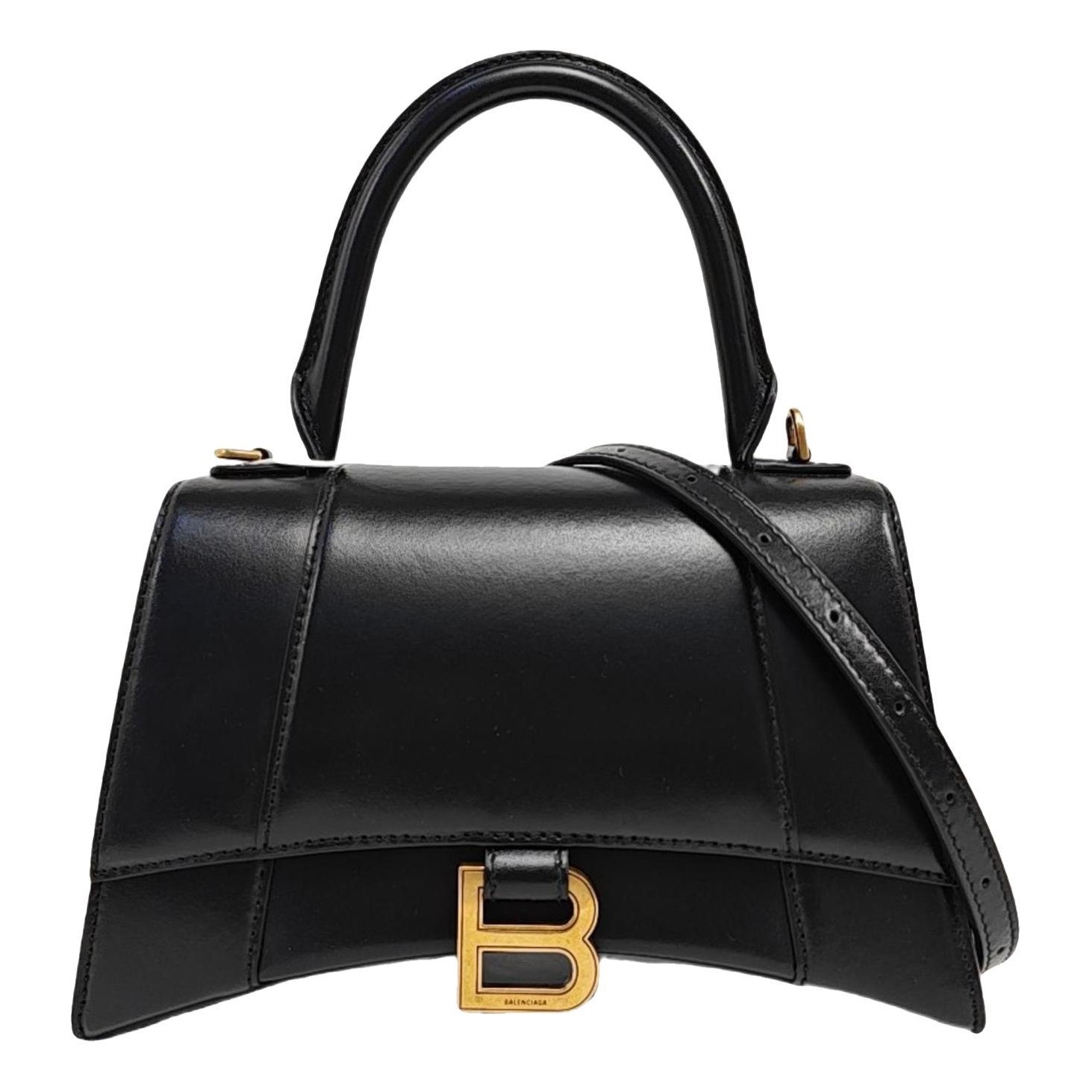 Hourglass leather handbag