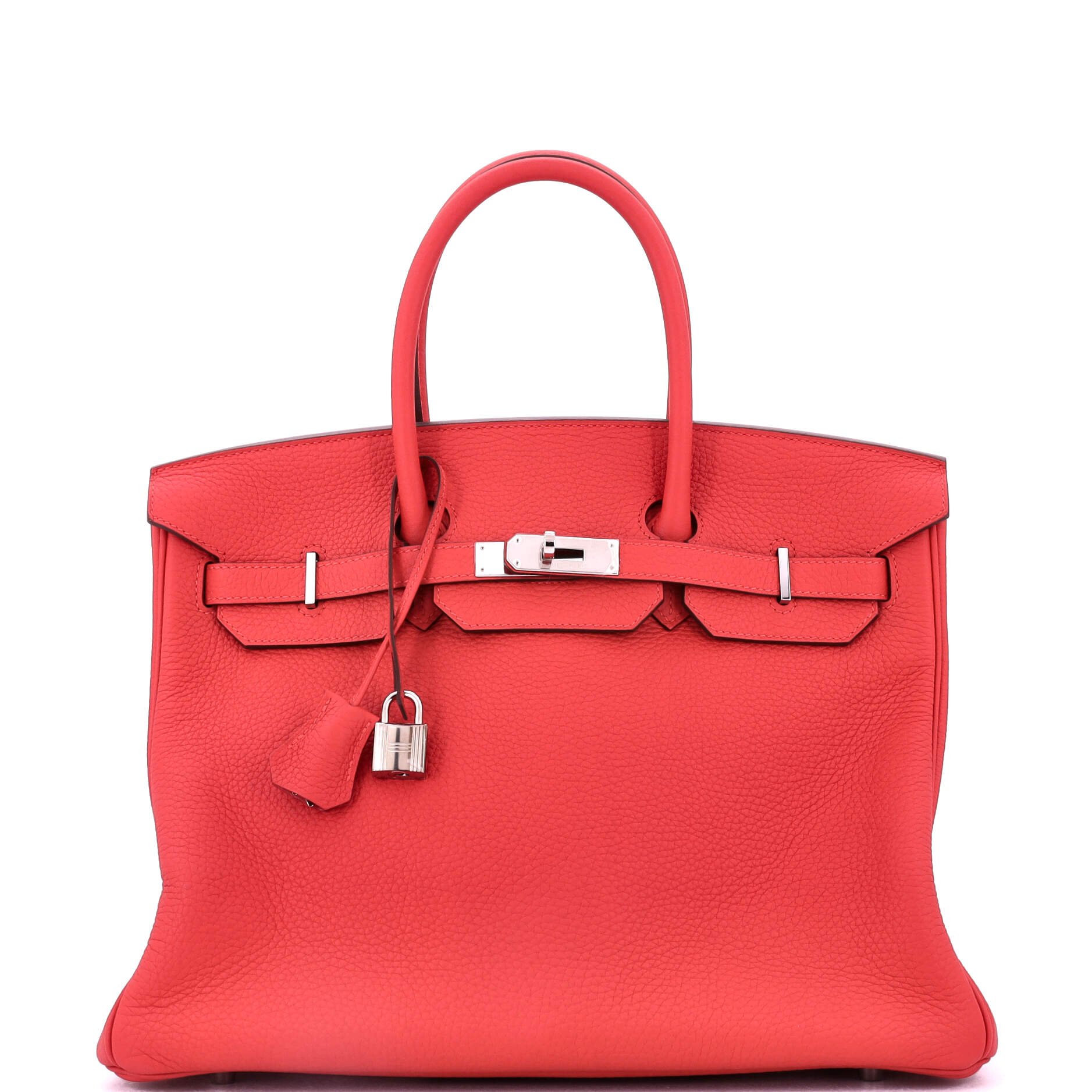 Hermes Birkin Handbag Rouge Tomate Clemence with Palladium Hardware 35