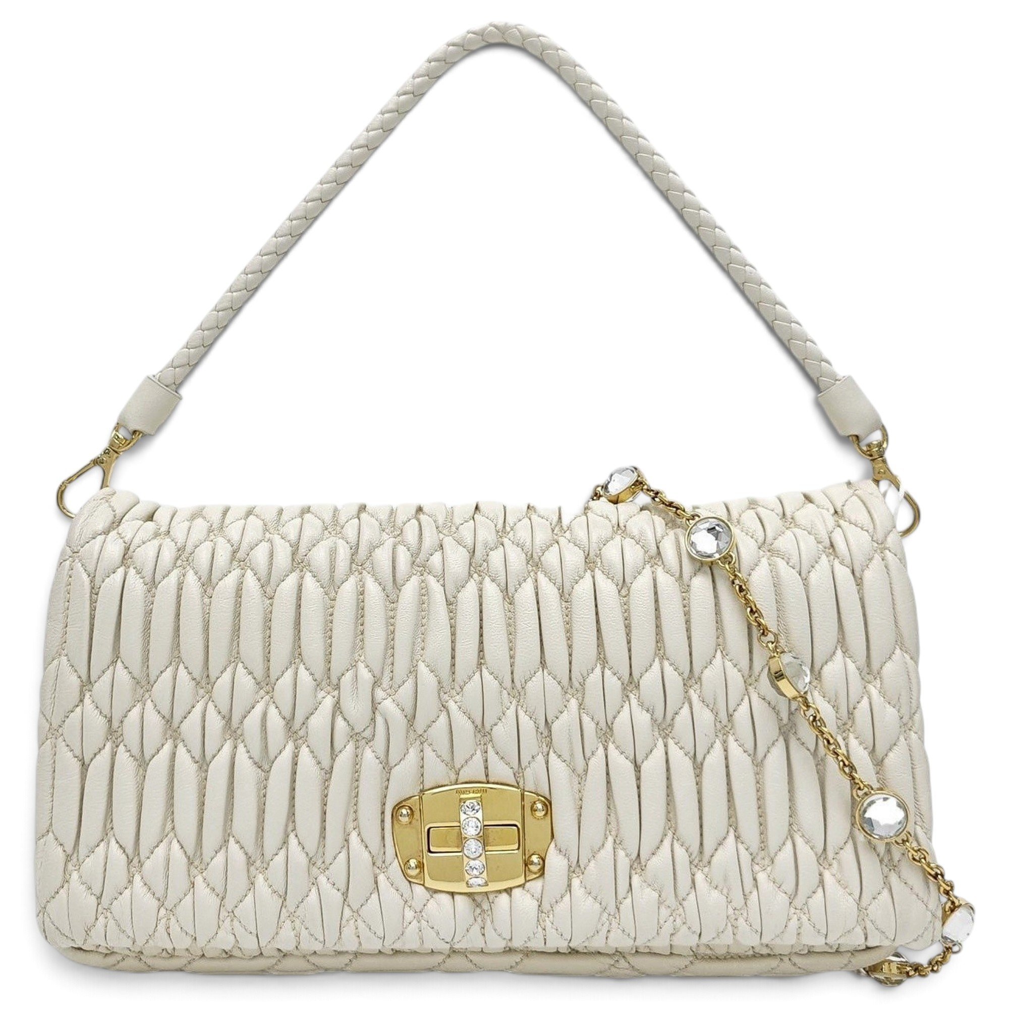Miu Crystal leather handbag