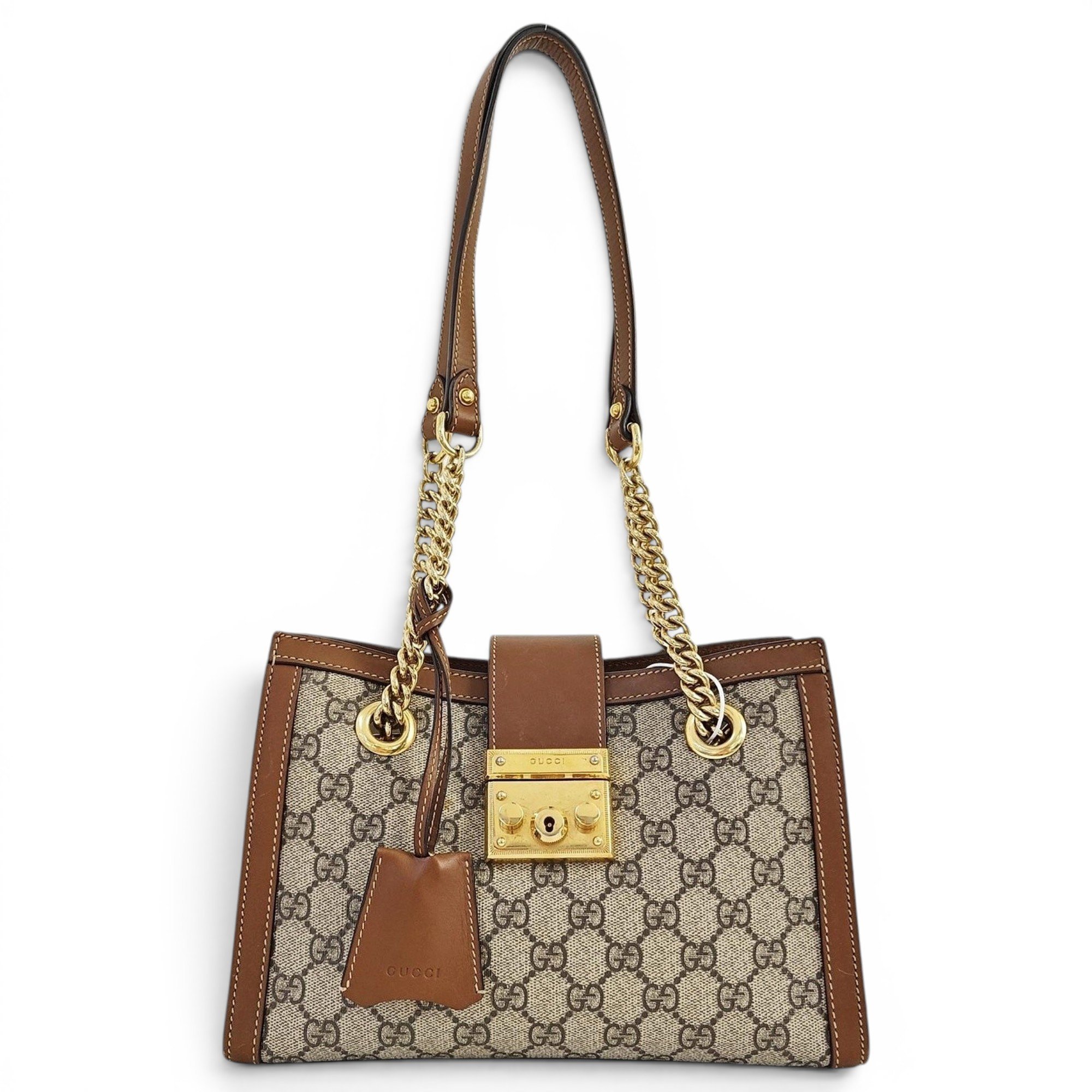 Padlock leather handbag