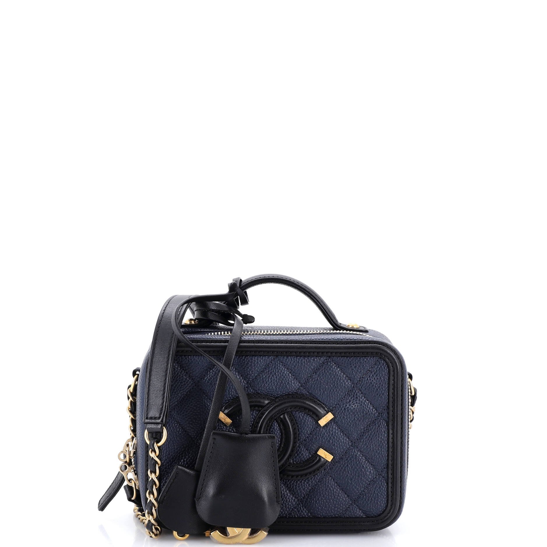 Filigree Vanity Case Quilted Caviar Small