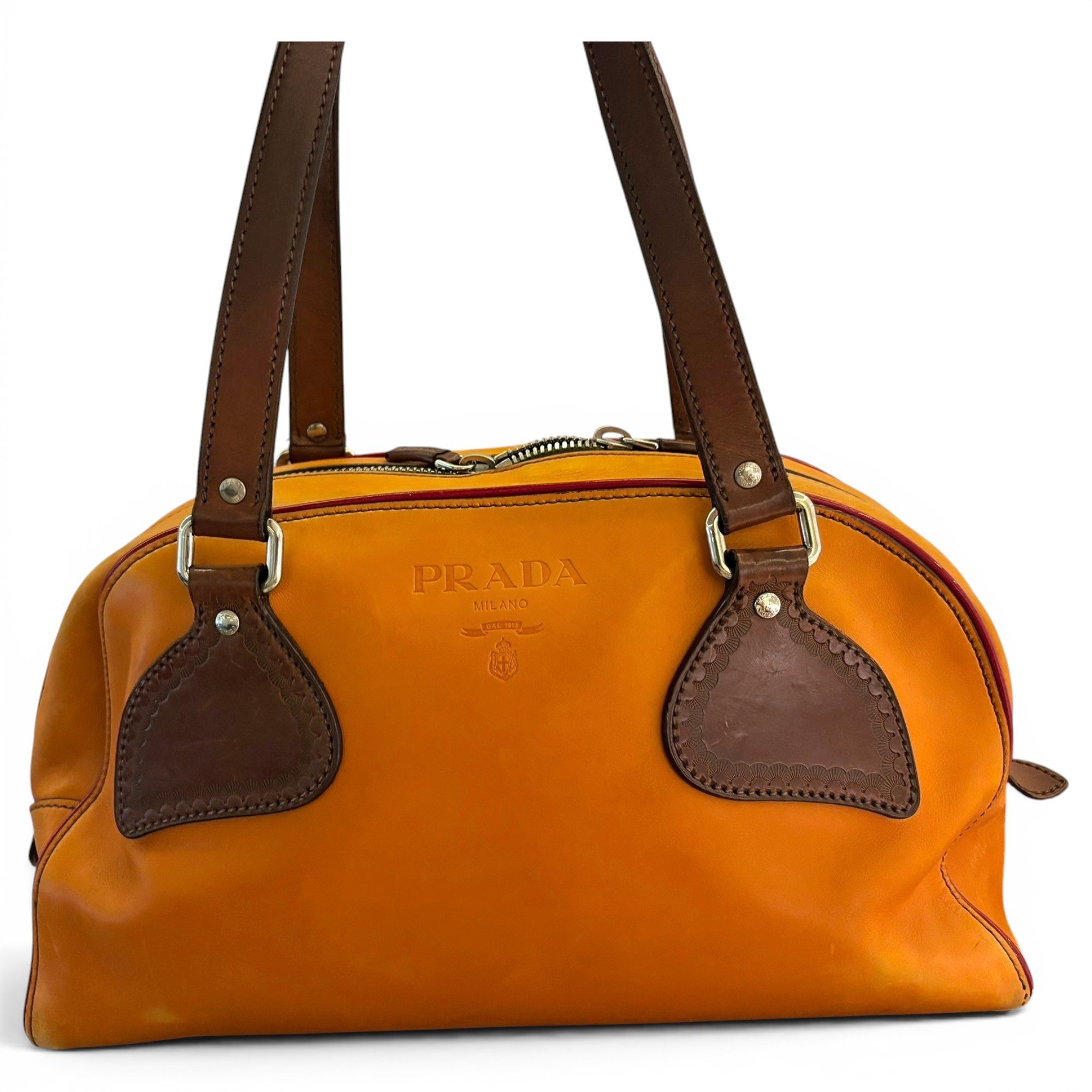 Bowling leather handbag
