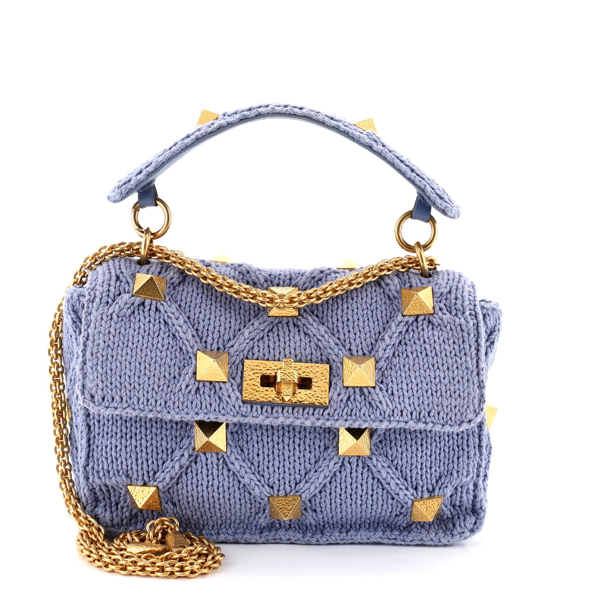 Valentino Garavani Roman Stud Flap Bag Quilted Knit Medium