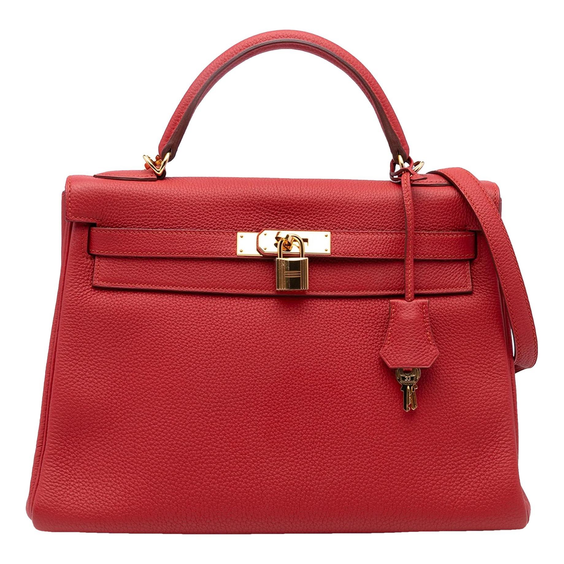 Hermes Kelly 32 Handbag Rouge Casaque Togo Leather 2013