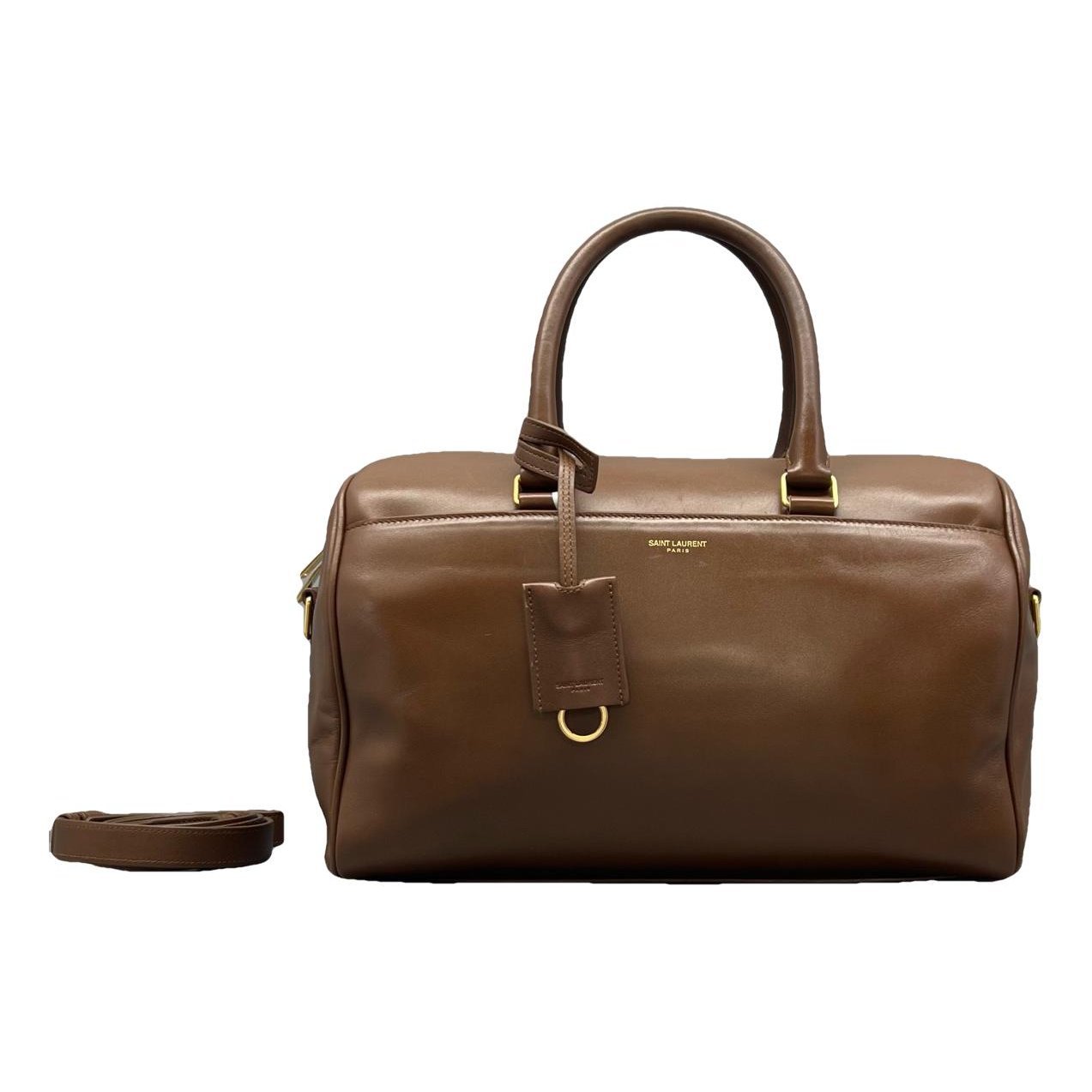 Duffle leather handbag