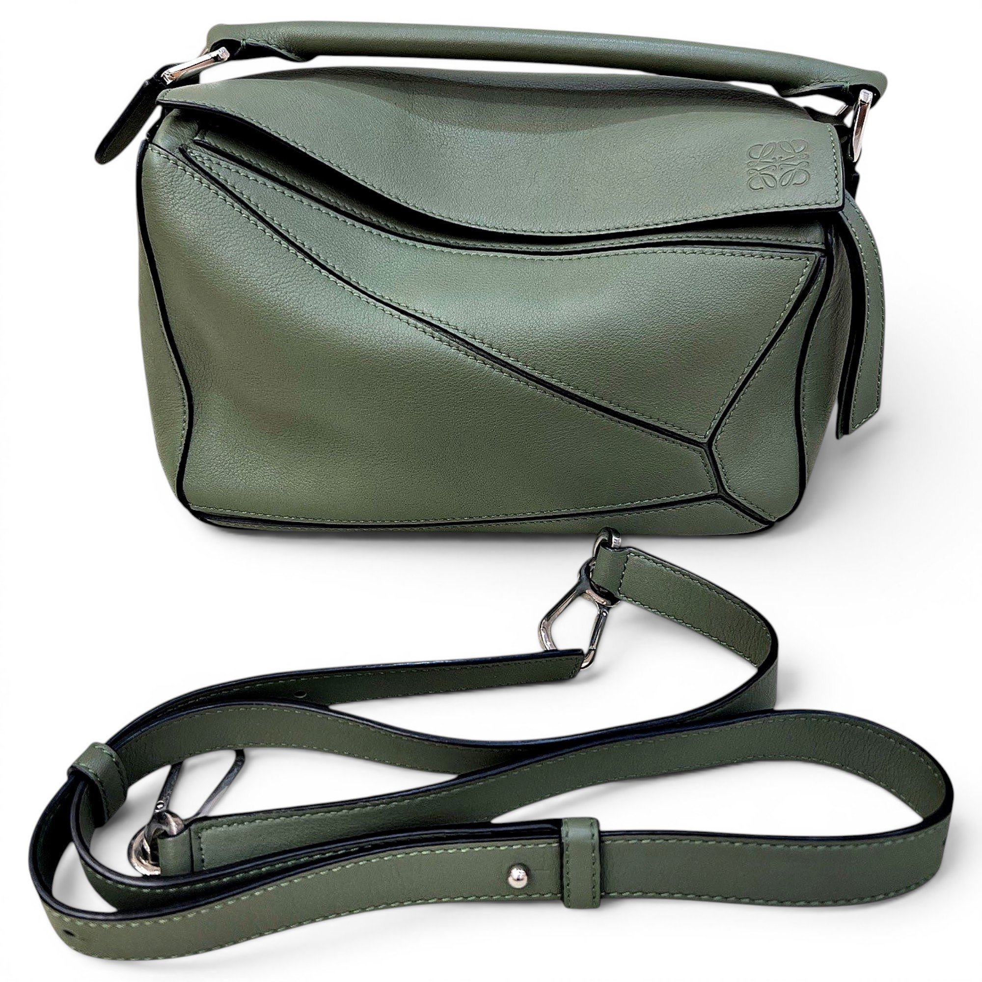 Puzzle leather handbag