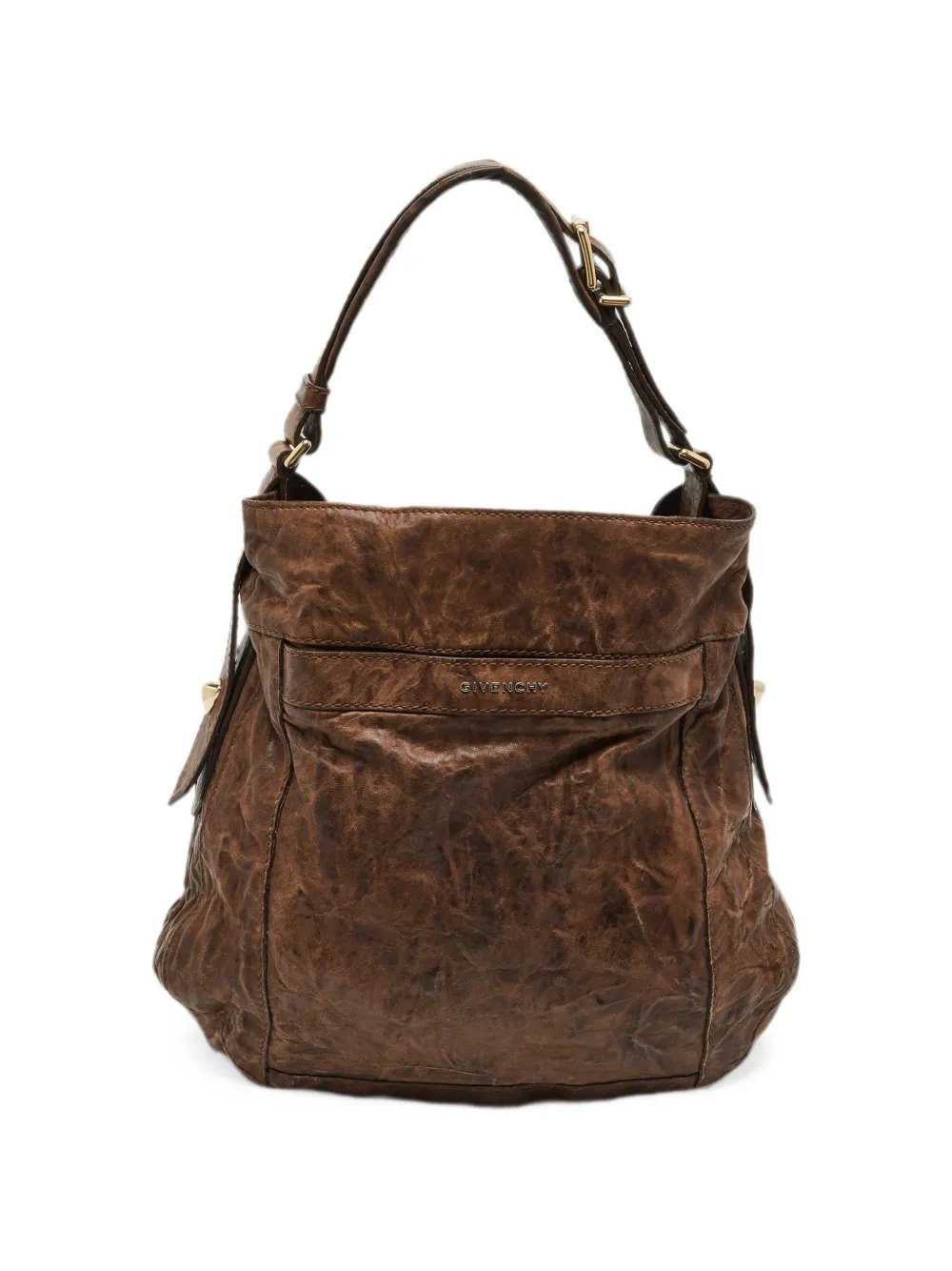 distressed leather shoulder bag