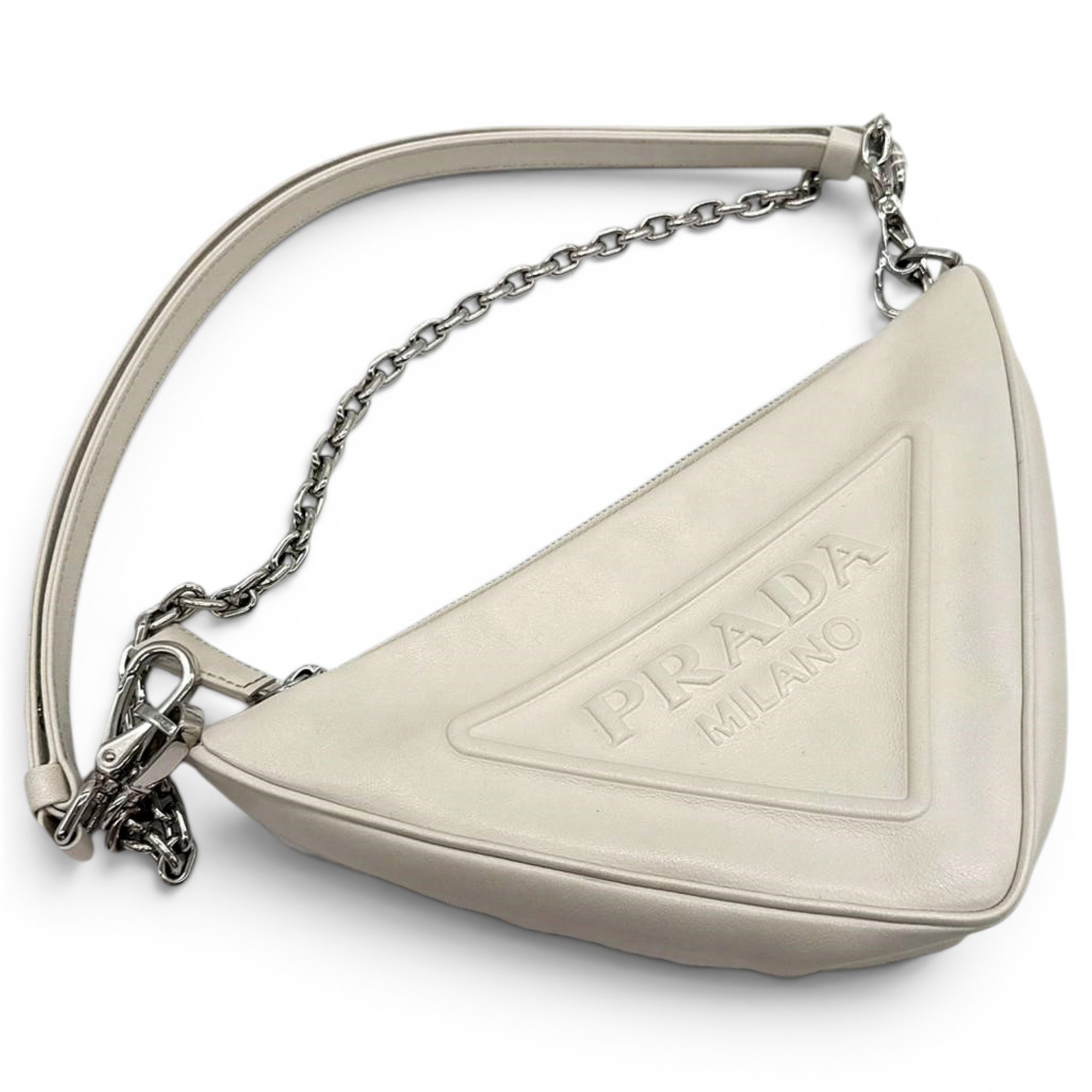 Triangle leather handbag