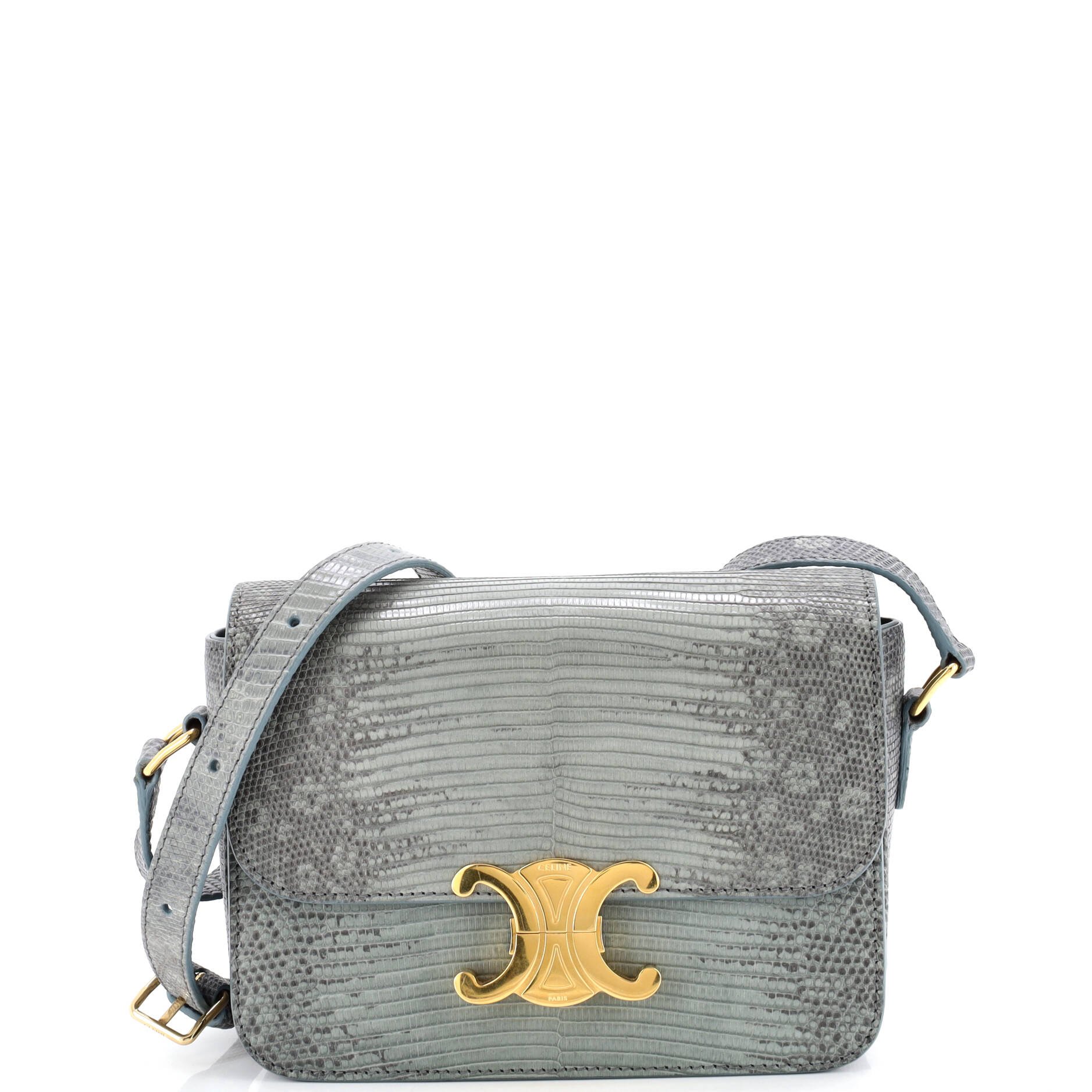 Celine Triomphe Shoulder Bag Lizard Teen