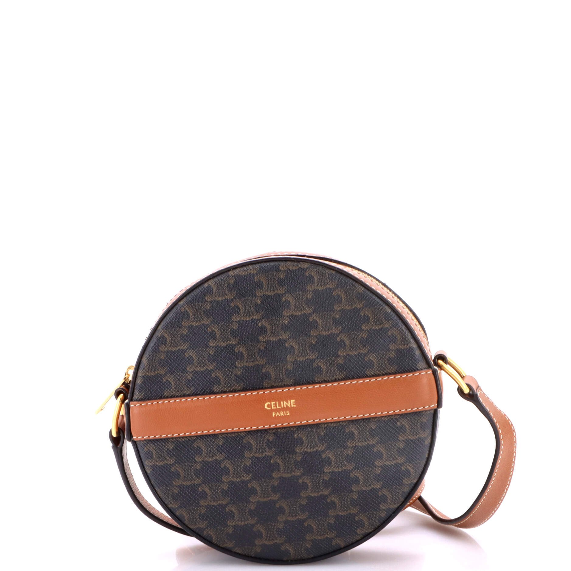 Round Purse on Strap Triomphe Coated Canvas