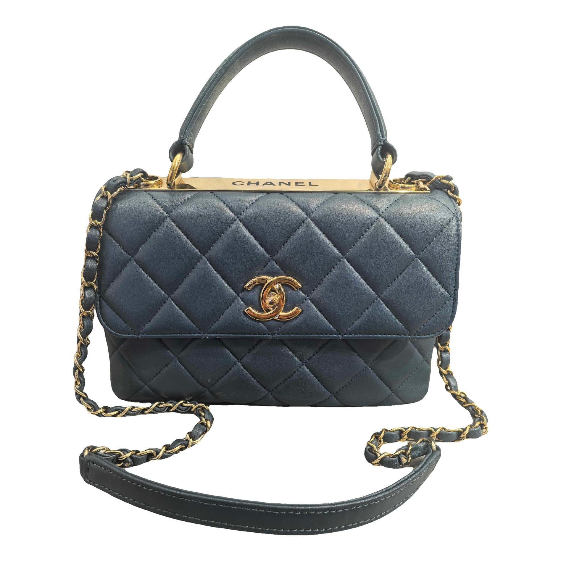 Trendy CC Top Handle leather handbag